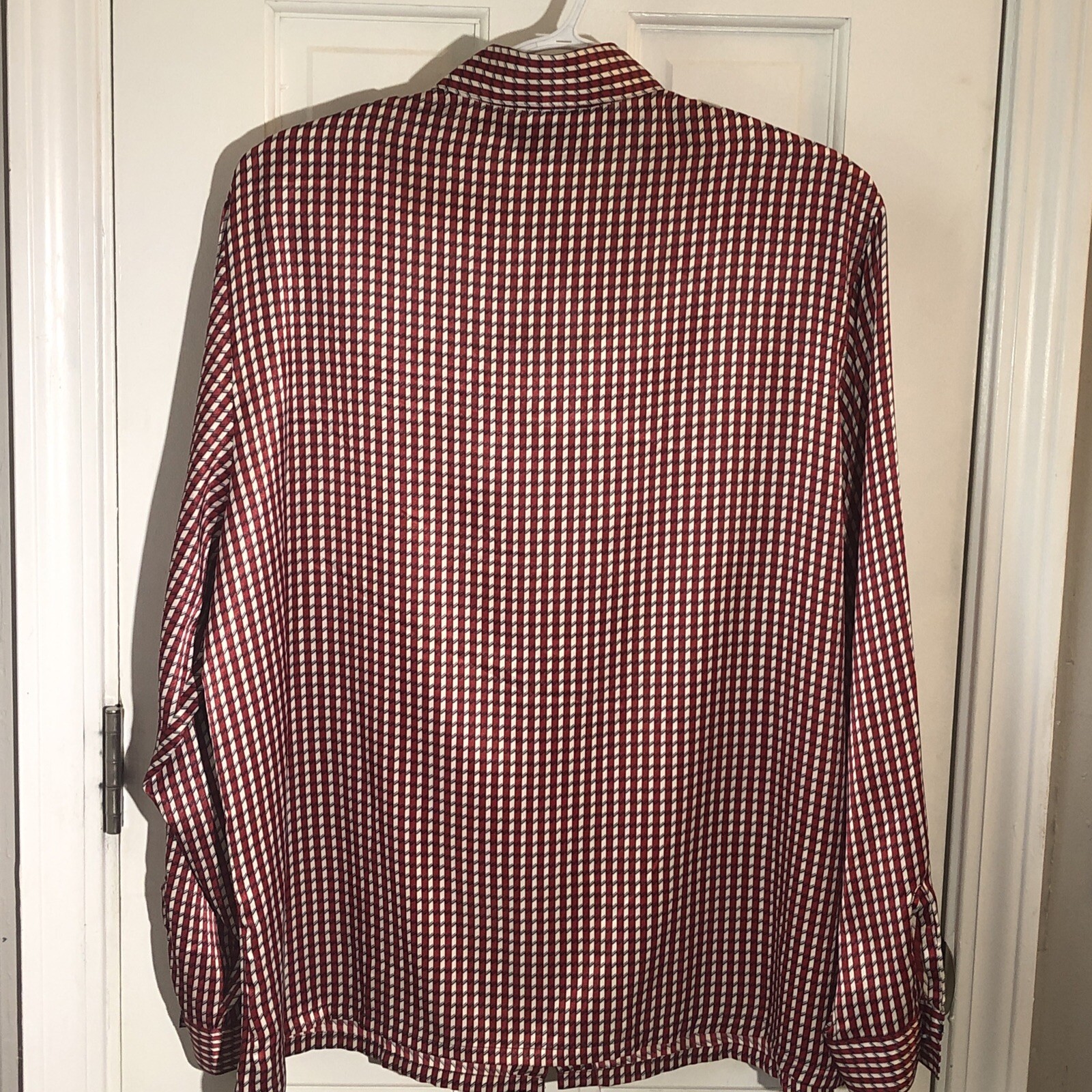 Vintage 70s Style Red White Black Striped Collared Disco Blouse Shirt – Size 16W
