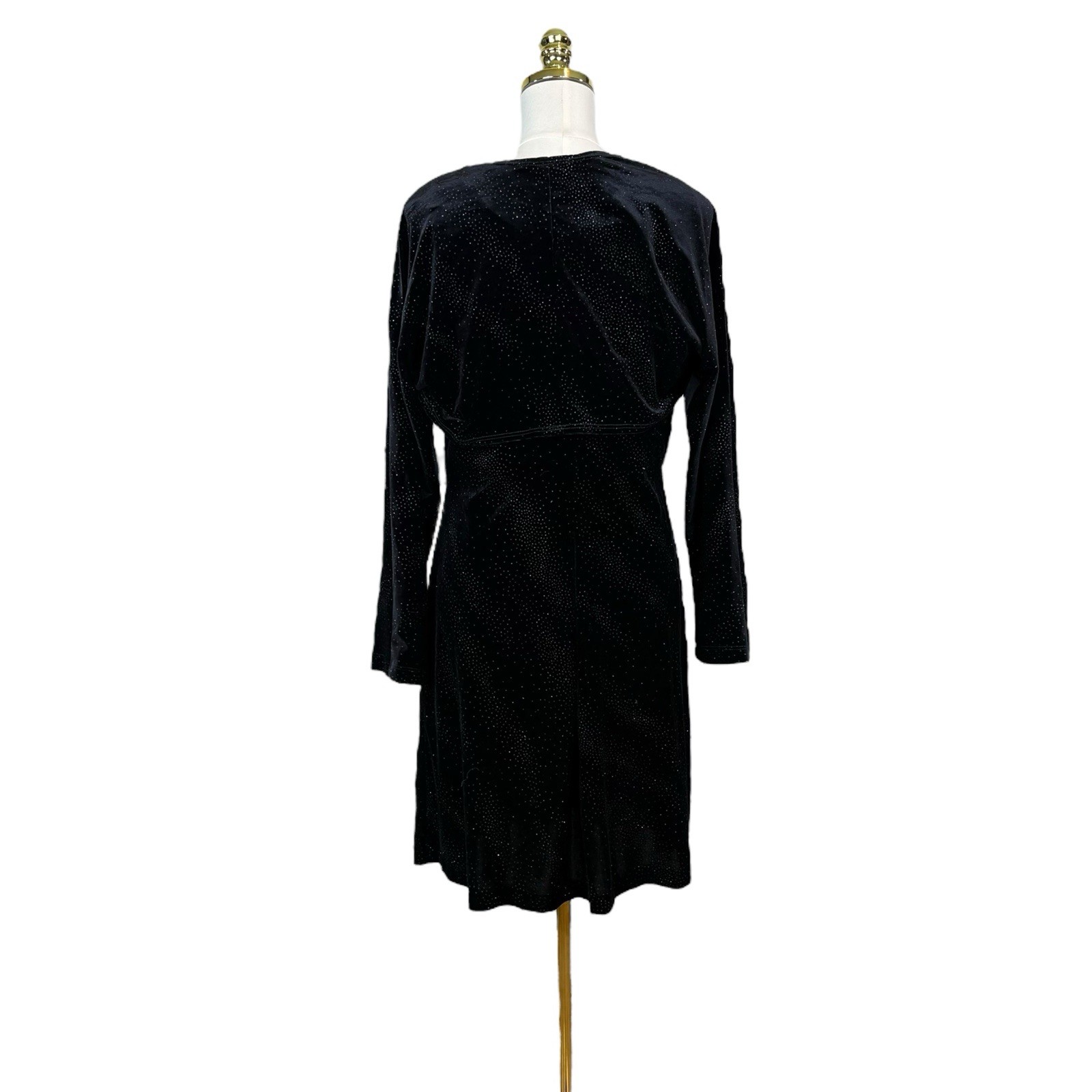 VTG Molly Malloy Evening Black Velvet Sparkle 2 Pc Dress & Jacket Set Size 12
