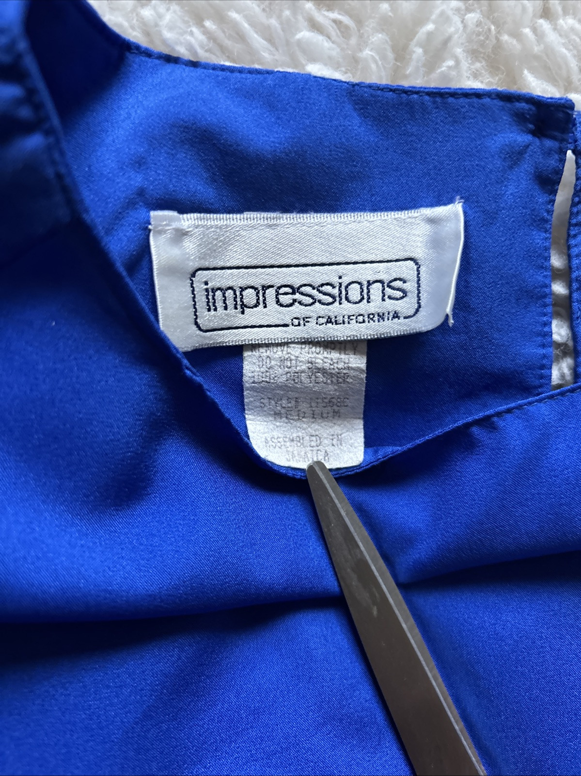 VTG 80’s Impressions Of California Women Top Sz M Blouse Blue Silky NICE!