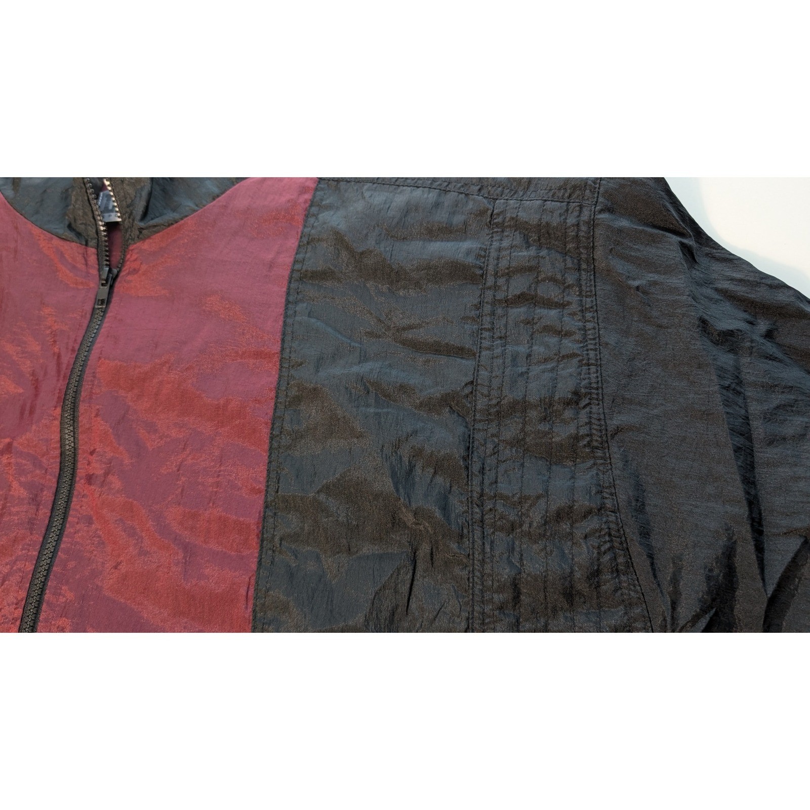 Vintage Lavon Maroon Color Block Nylon Track Jacket XL Zip Up Windbreaker 80s 90