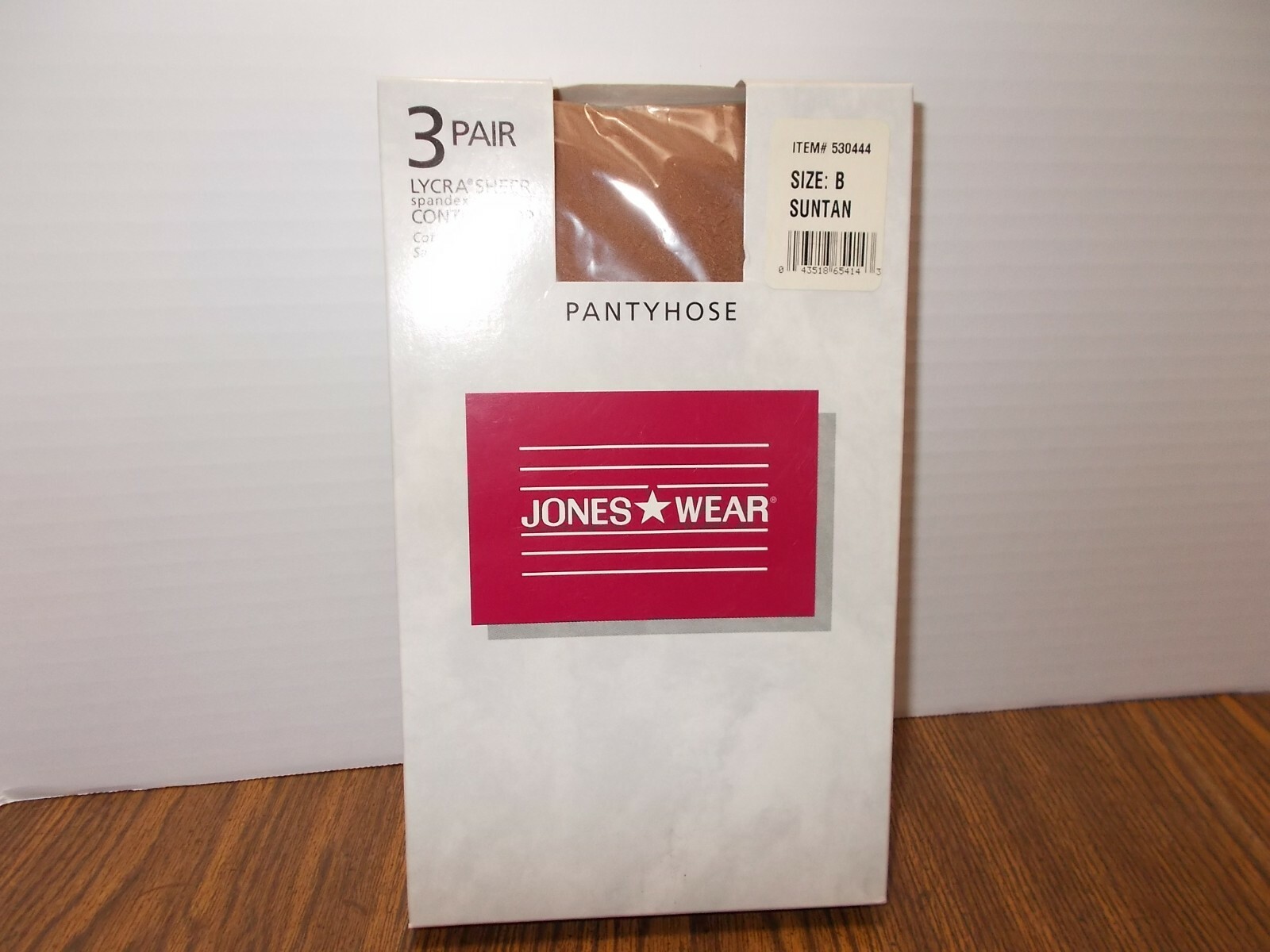 Jones Wear Pantyhose 3 Pair Control Top Lycra Sheer SUNTAN Size B NEW SEALED