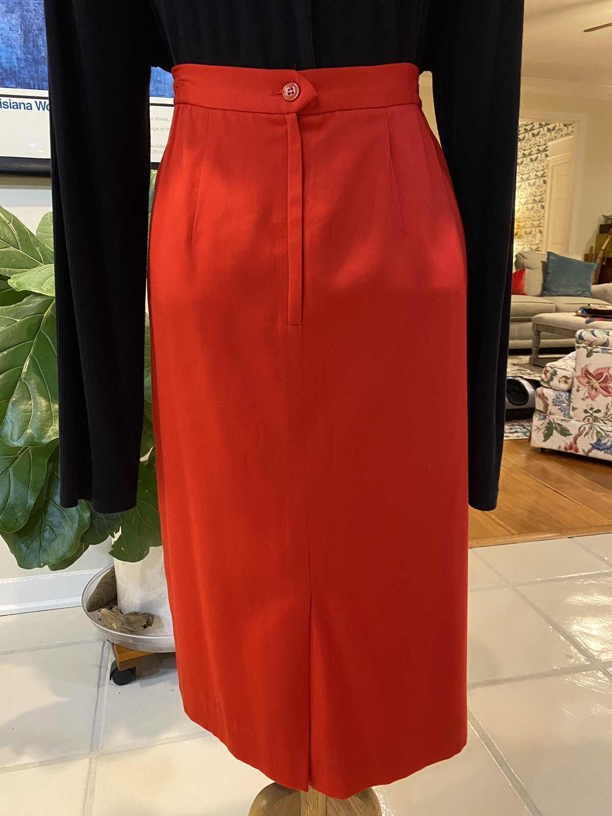 Gilmor Vintage Red Pencil Skirt Lined Elastic Sides Classy Sz 10