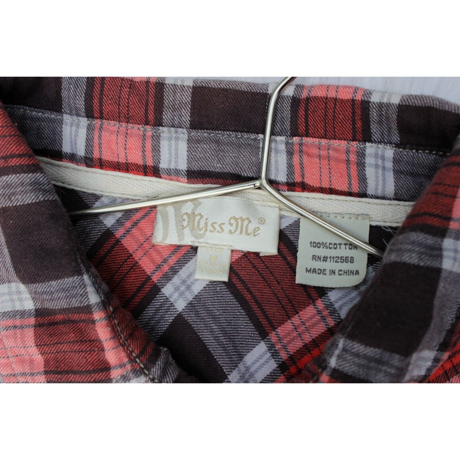 Y2K Vintage Miss Me Plaid Button-Down Shirt Dress W/ Sequin Pockets Size S