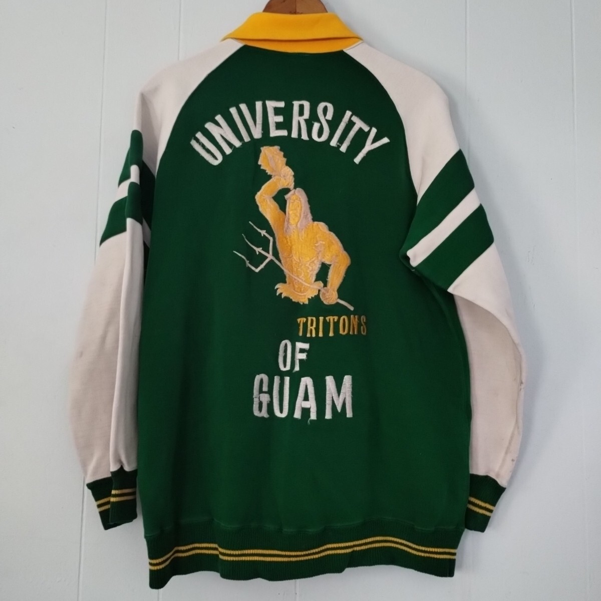 Rare 60s 70s Vintage Athletic Warmup University Guam Womens Made Korea Size 40