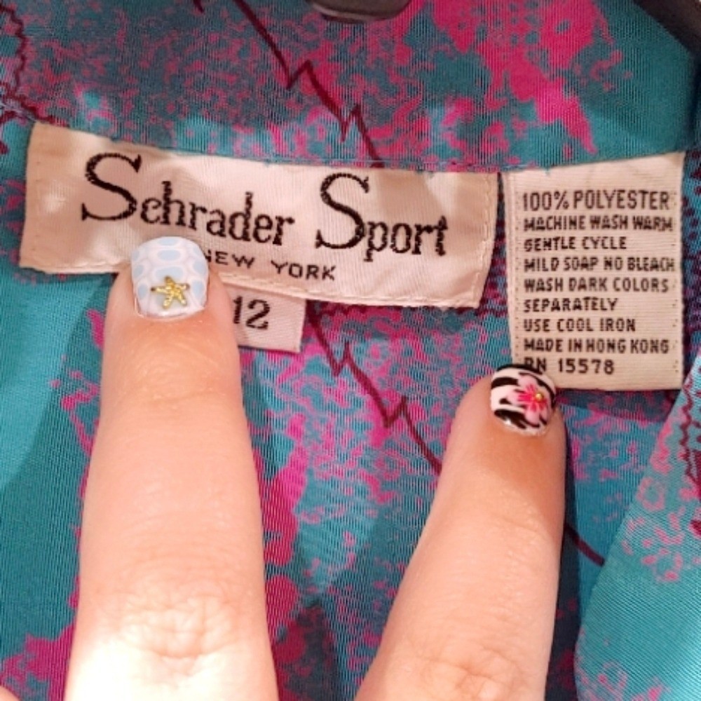 Vintage 90s Schrader Sport New York Blue Purple Pleated Button Dress Size 12