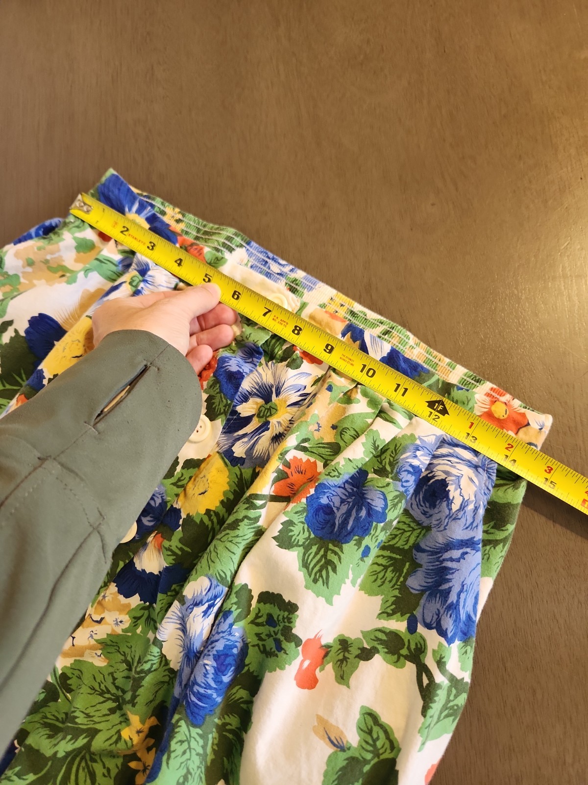 Vintage 80s Floral Skirt Jeri Marque Size 16 Cotton Blend Midi Cottagecore Boho