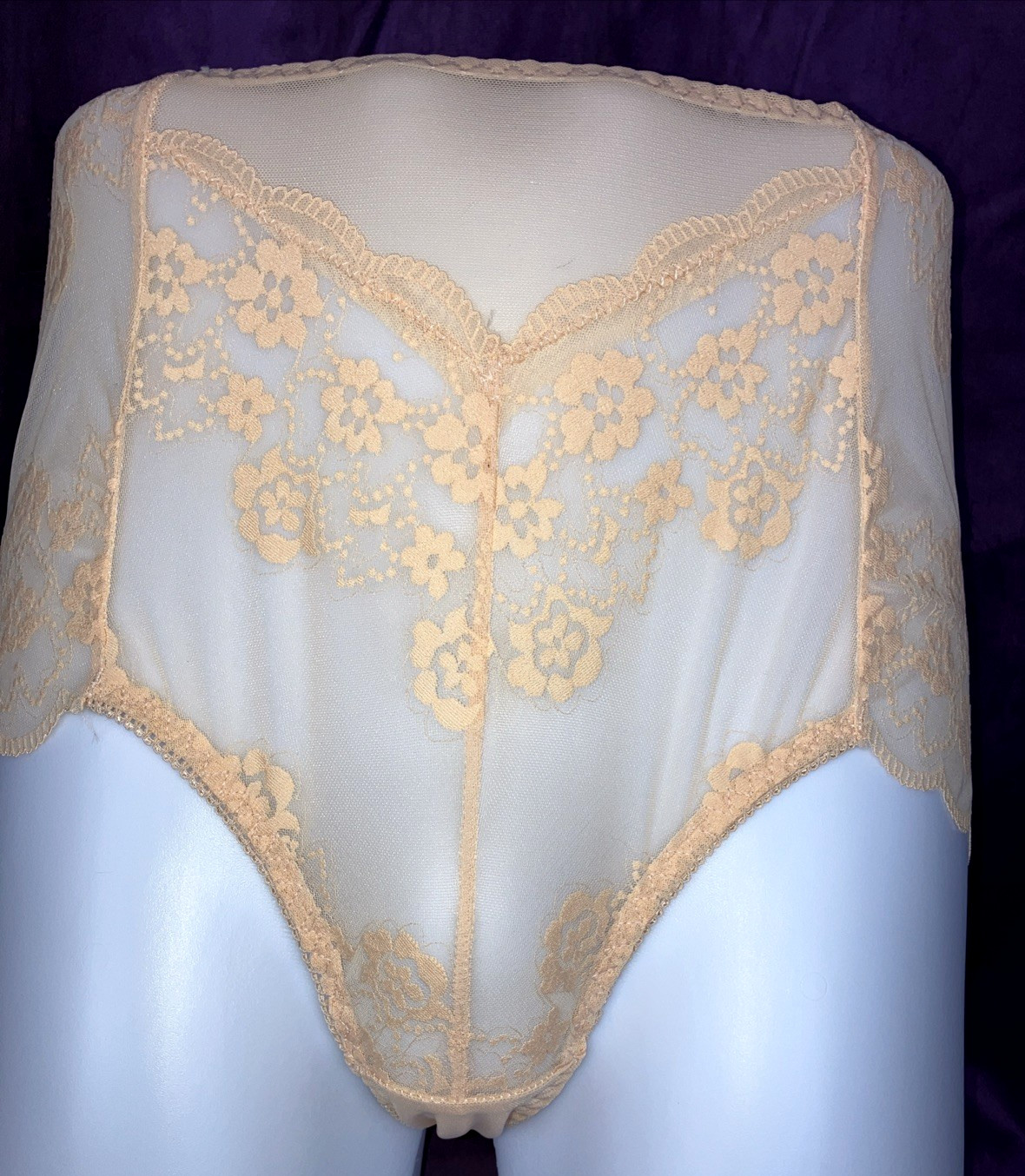 Set 2 NEW 3x Sheer Lace Risqué NUDE Granny Panty Nylon Mesh Lace Stocking Sissy