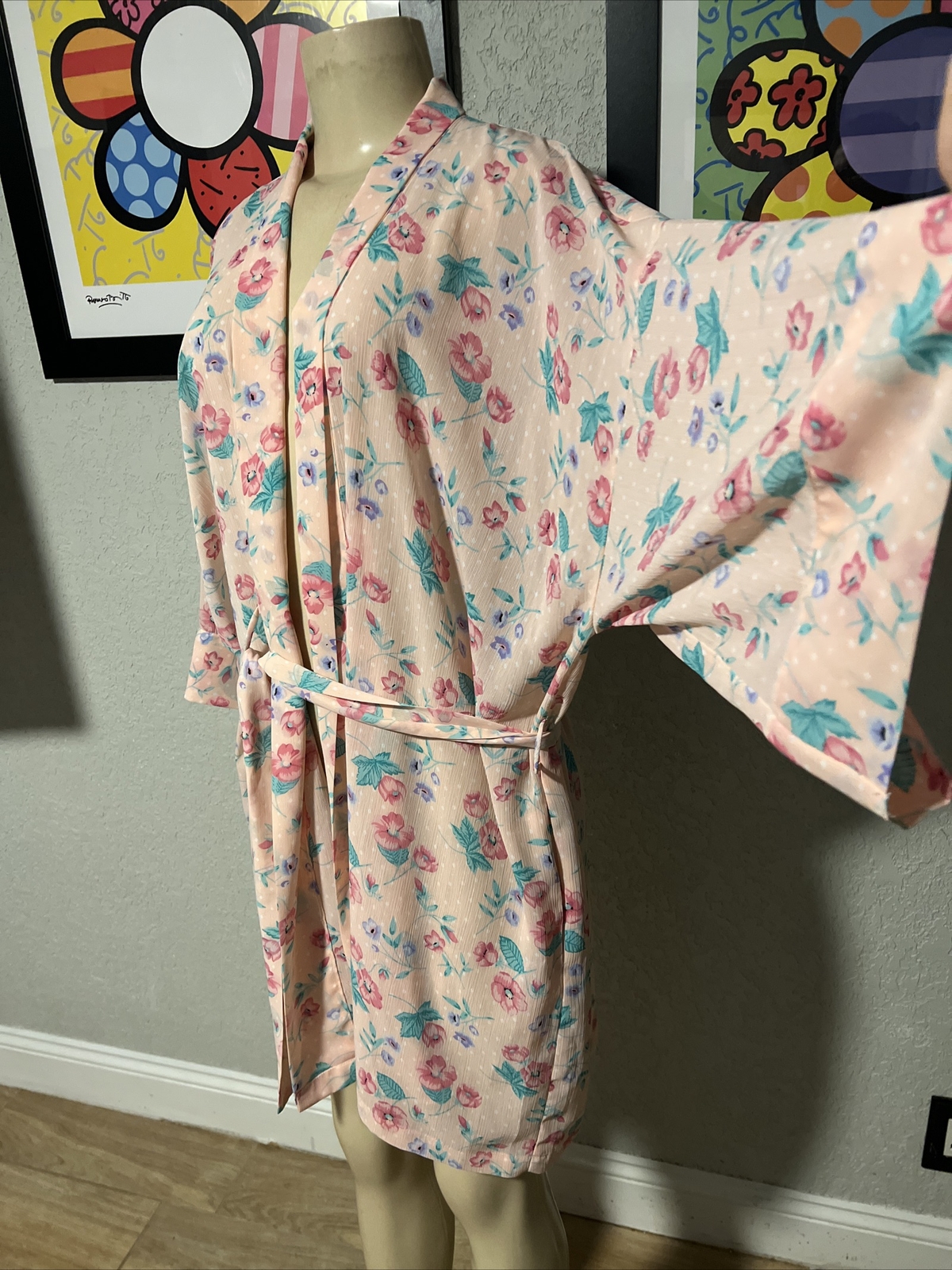 VTG Victoria’s Secret Gold Label Kimono Robe Floral MultiColor One Size br2