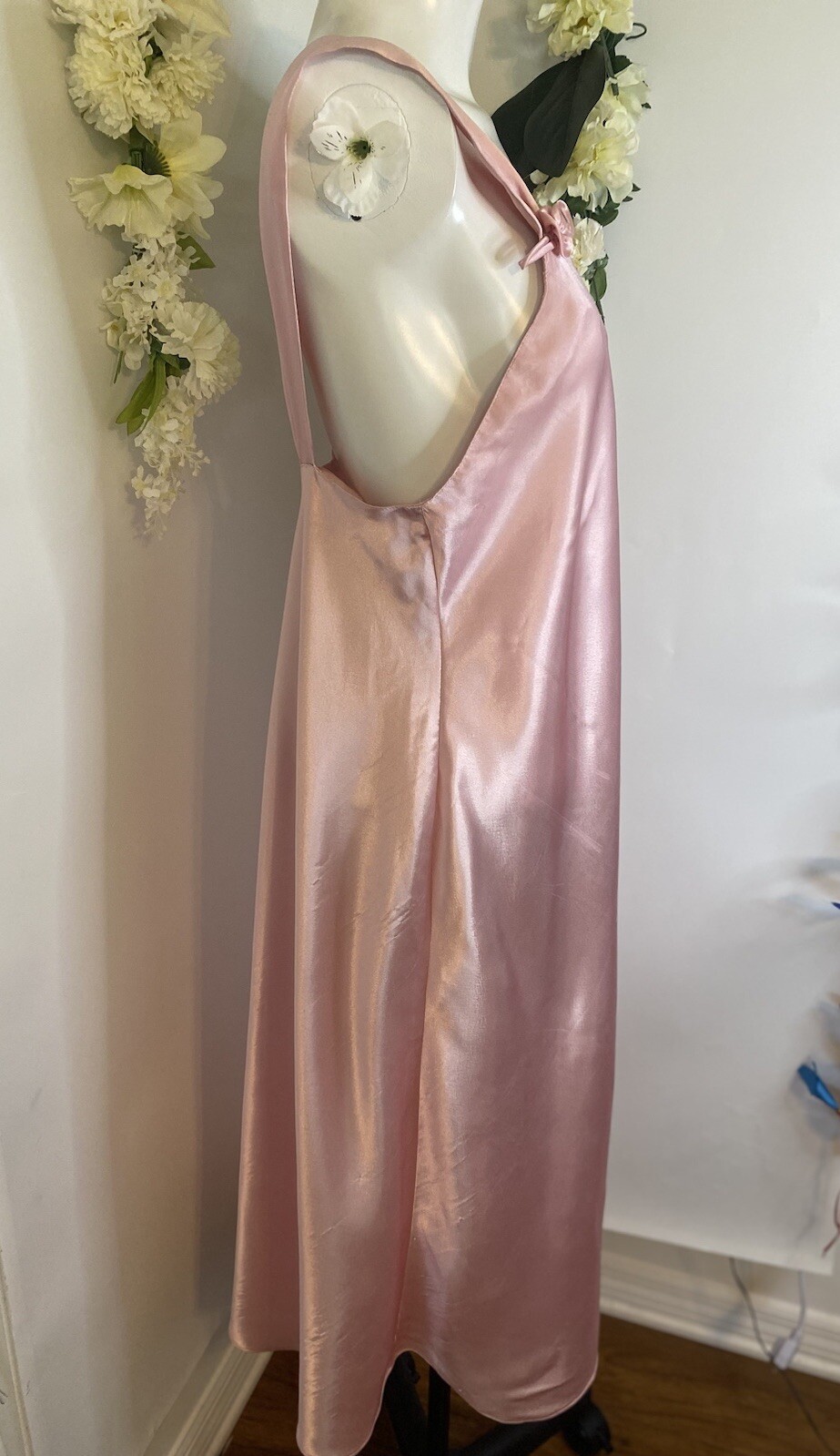 Vintage Val Mode Pink Lingerie Peignoir Sleep Gown Dress Ankle Length Size Large