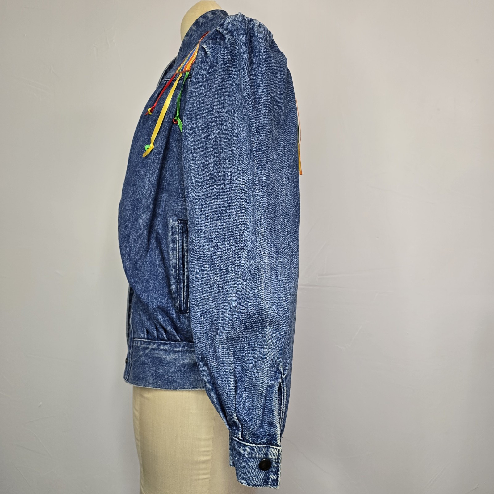 Bramble Lane Vintage Denim Jacket Sz Medium hot air Balloon applique puff paint
