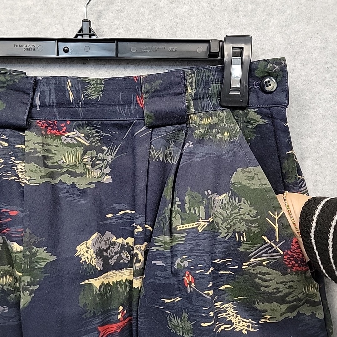VTG 90s BUSHWACKER USA Maxi Skirt Navy Fishing Mountains Cottagecore Waist 24″
