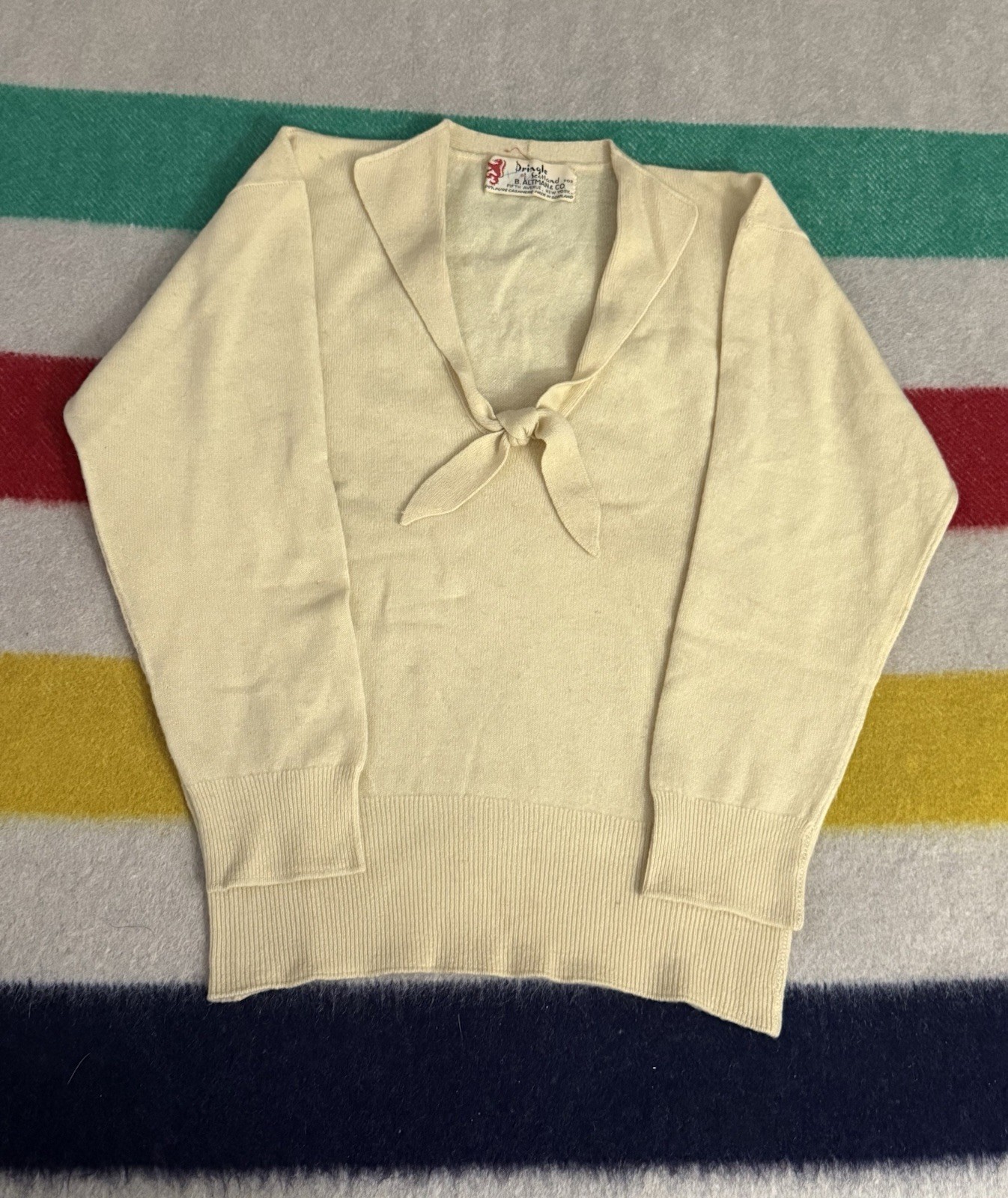 Vintage 50s 60s Pringle Of Scotland B Altman & Co New York Cashmere Sweater XS