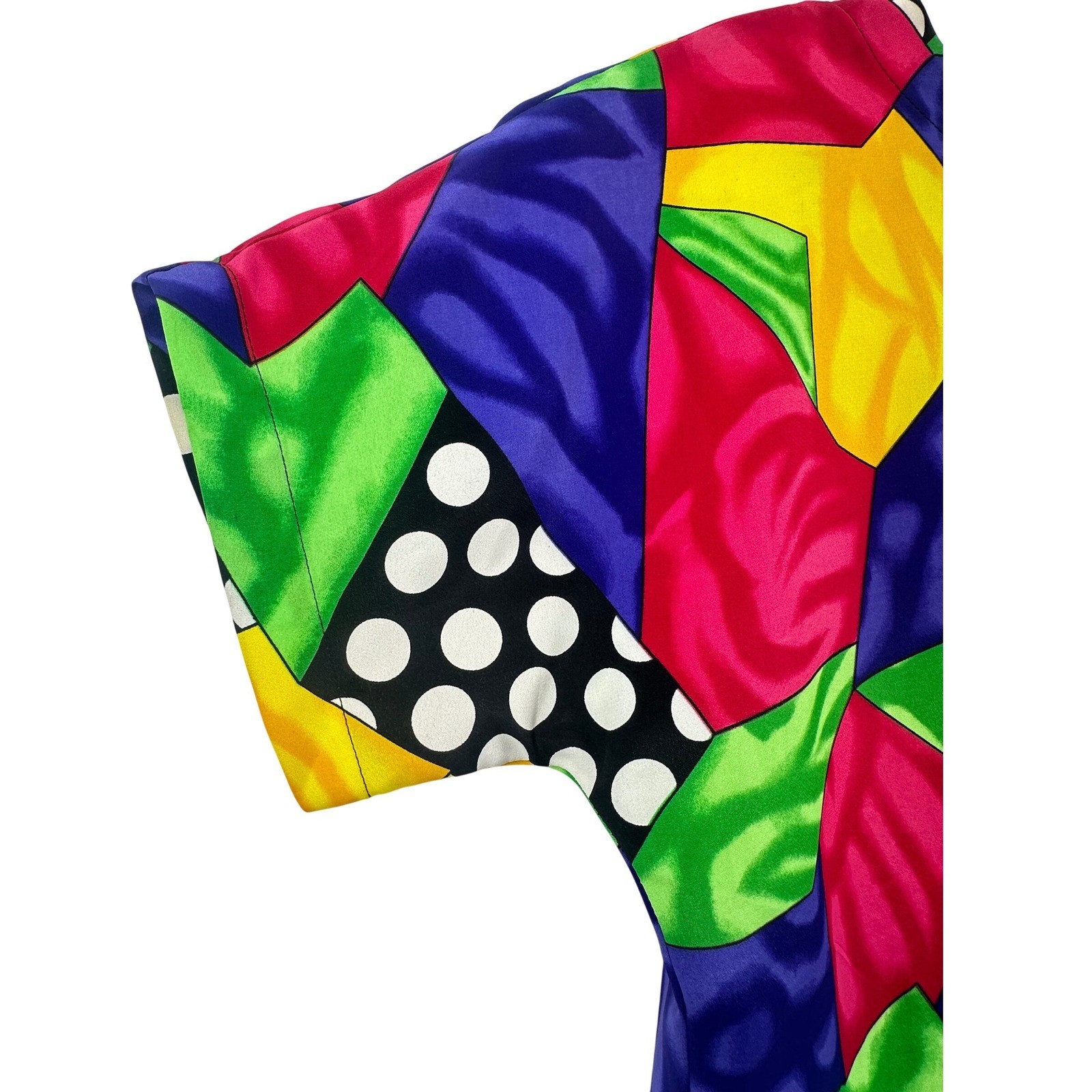 Renaissance Sportswear Vintage Multi Color Geometric Polka Dot Top Womens Small