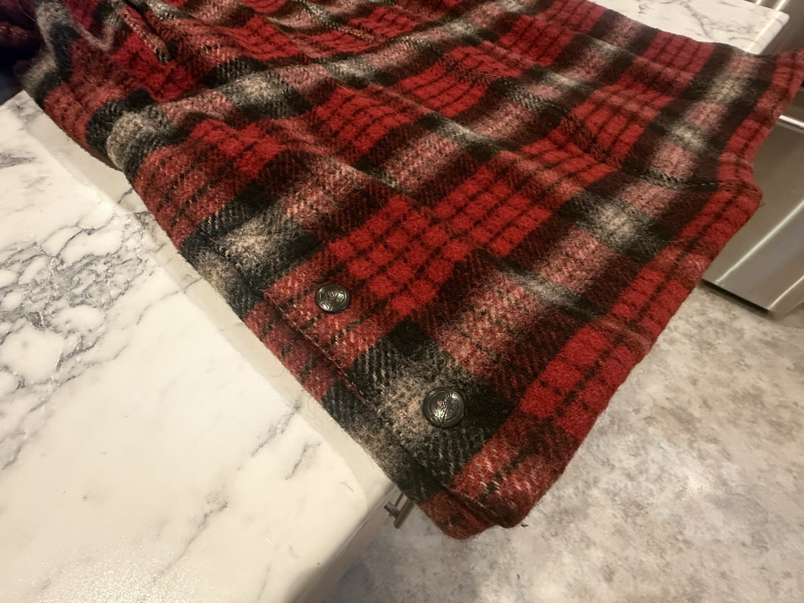 Vintage Woolrich Red Plaid Coat 44 Chest Chore Work Casual Jacket Womens M Men S