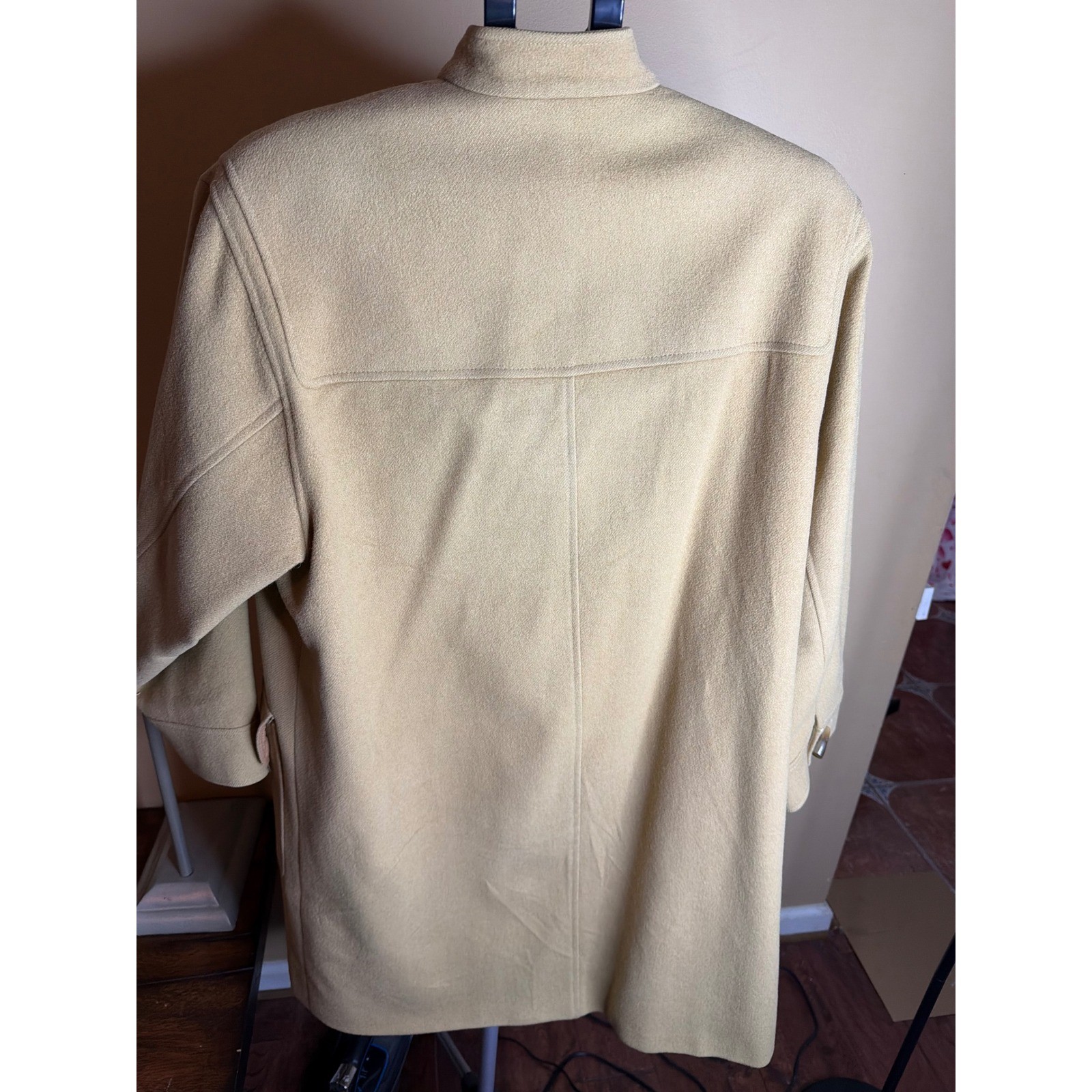 Jaeger London Vintage Wool Camel Hair Toggle Coat Beige Made in Great Britain 12