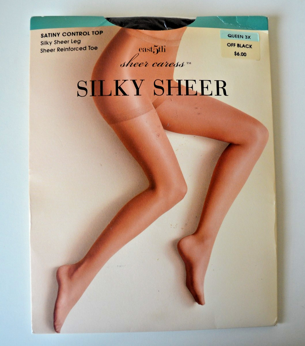 East 5th Sheer Caress Support Control Top Pantyhose Off Black QUEEN 3X