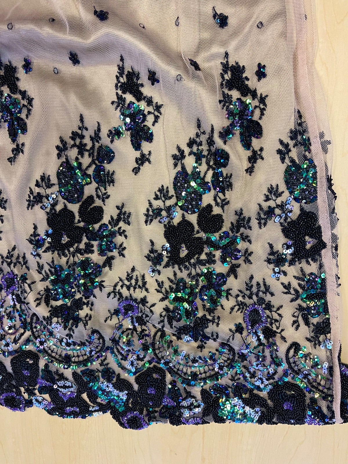 Excellent Vintage J Peterman Belle Epoque Silk Beaded Skirt Size 8 Waist 28-29