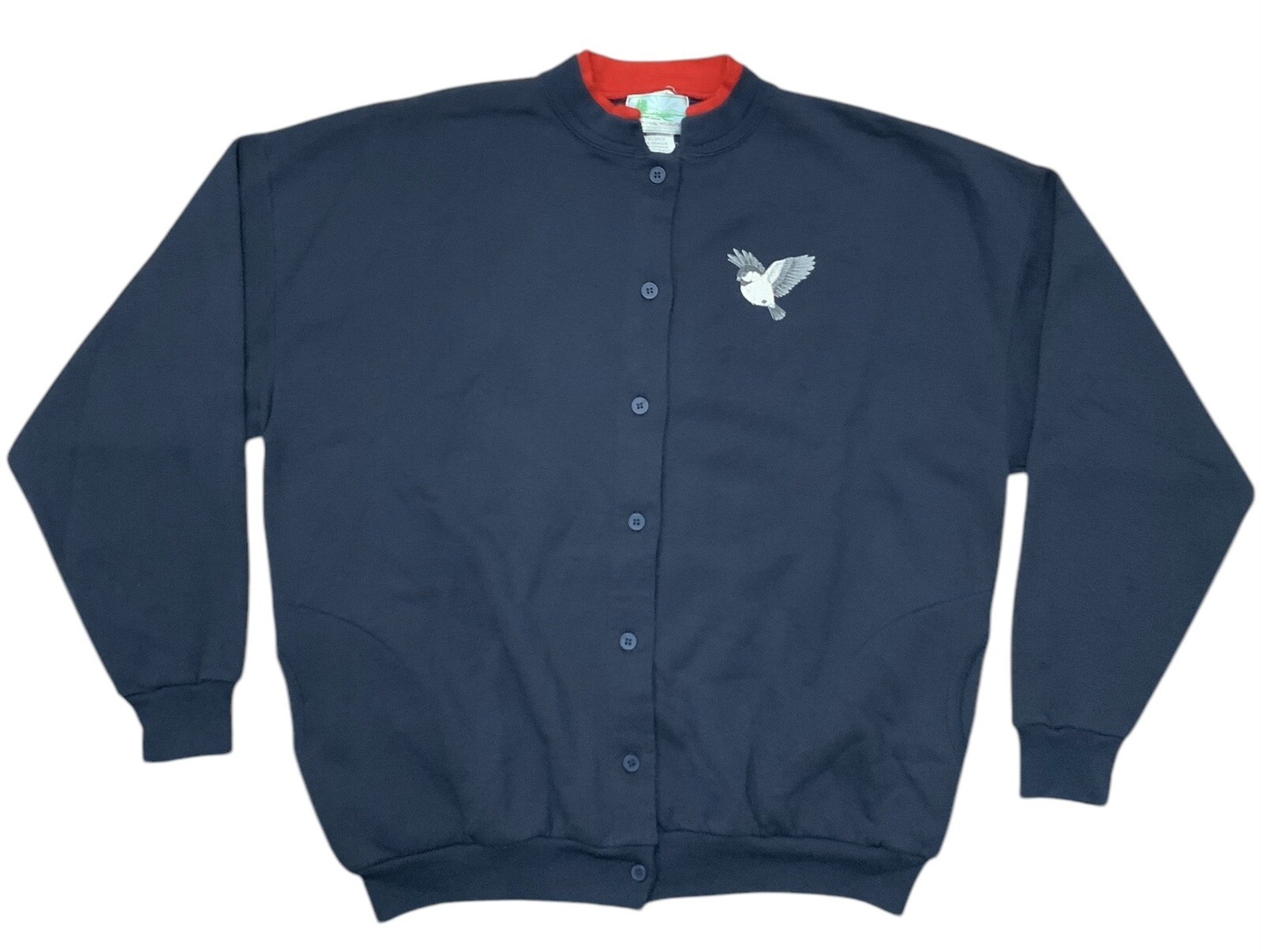 Vintage National Wildlife Bird Jacket Women’s XL Blue Avian Button Up 90s USA
