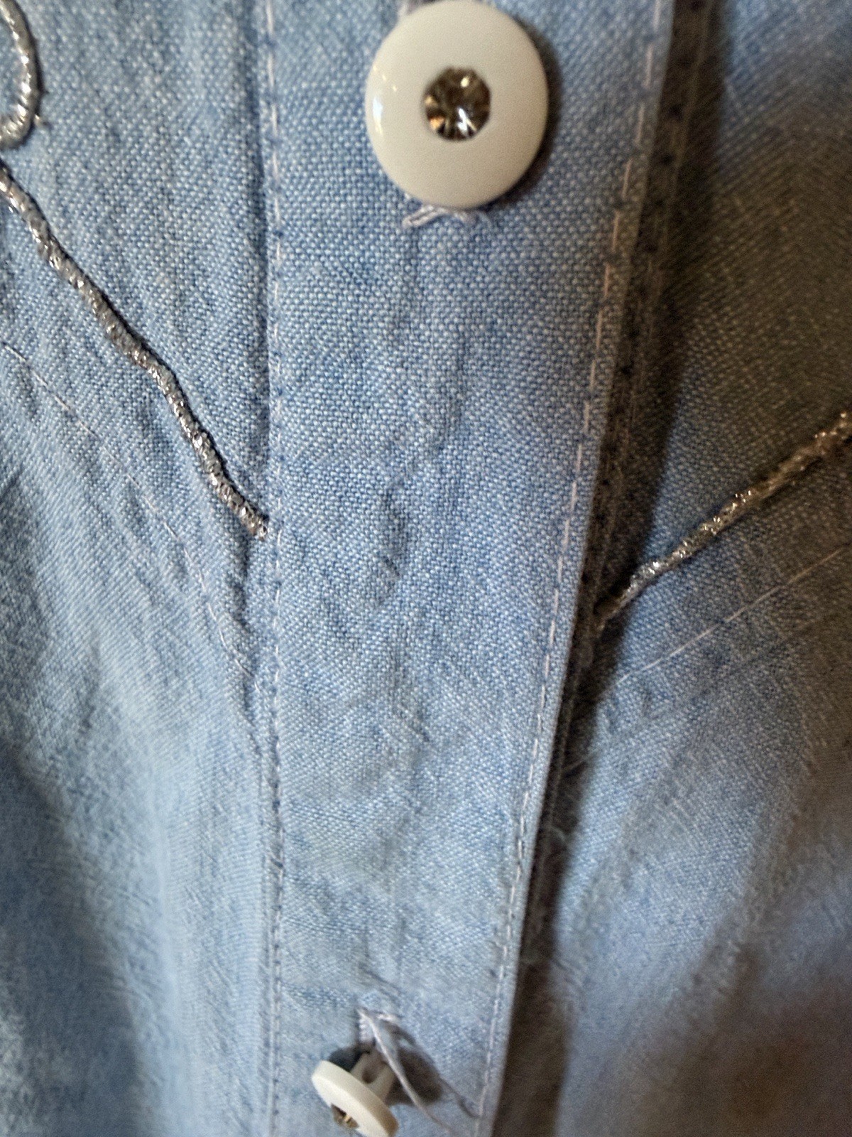 RARE VTG H BAR C California Ranchwear 1970s Water Women’s Shirt Silver Embrdry M