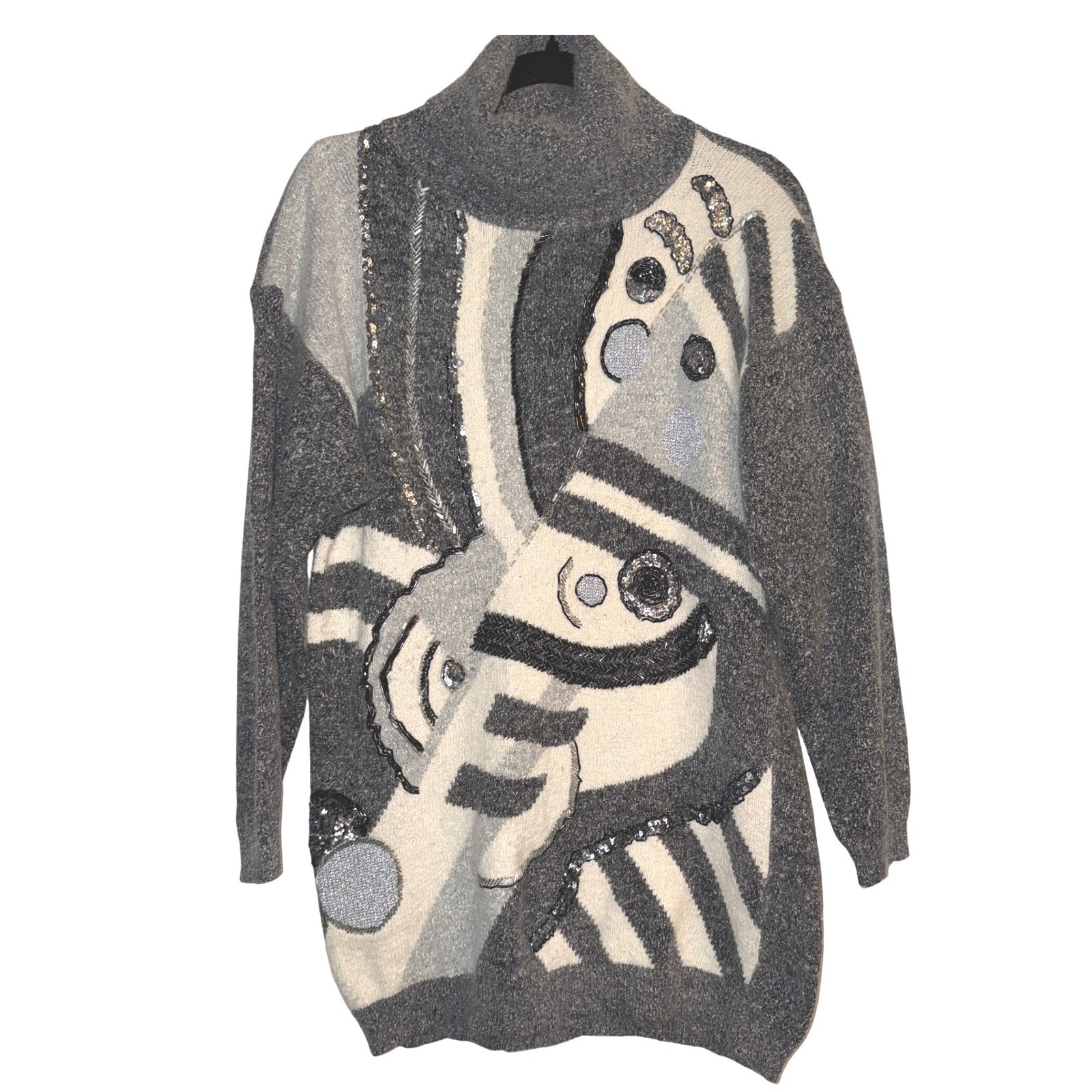 Vintage 90s I.B. Diffusion Angora Blend Embellished Turtleneck Sweater