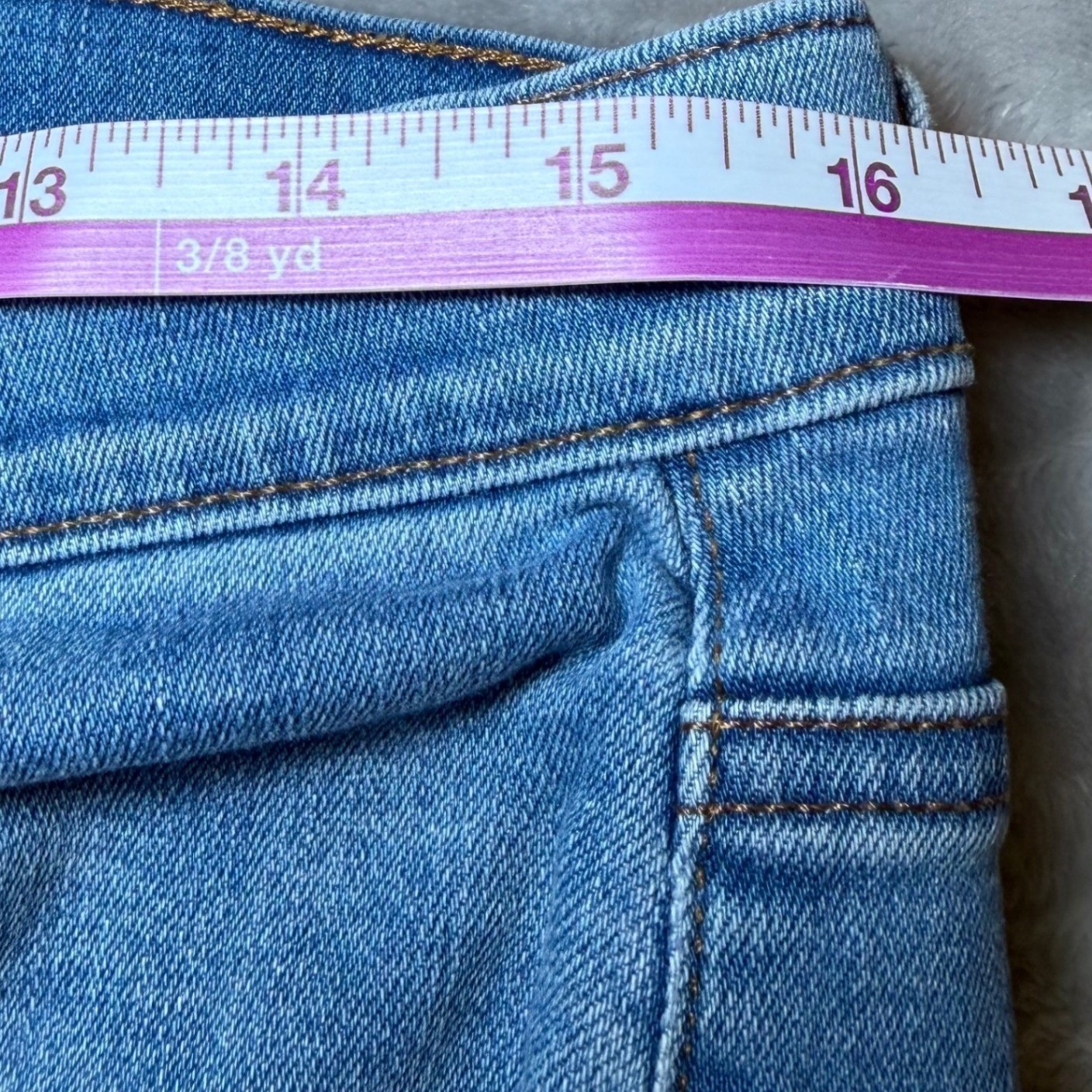 Gap 1969 Womens Size 32R True Skinny Ankle Jeans Blue Denim Gold Metallic Stripe