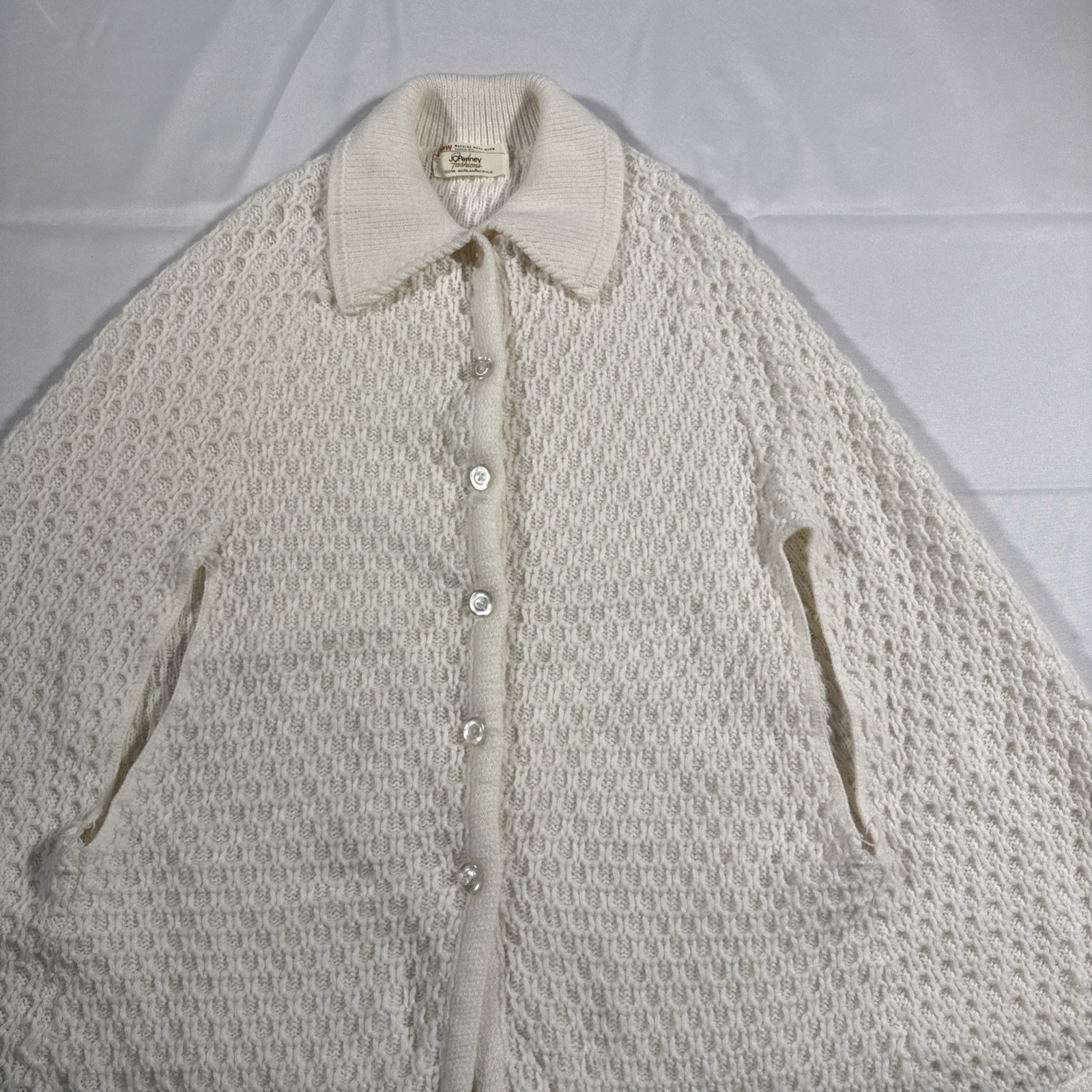 Vintage 70s JC Penney Fashions Knit Crochet Tunic Cover One Size