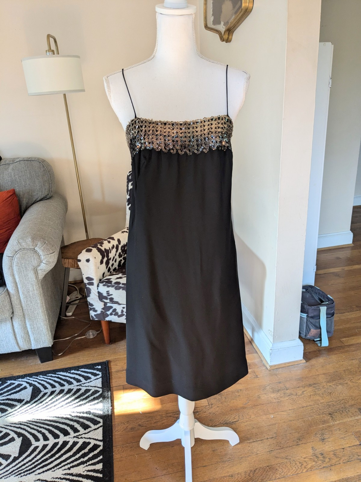 60s Shift Dress with Metallic Sequins and Sheer Jacket