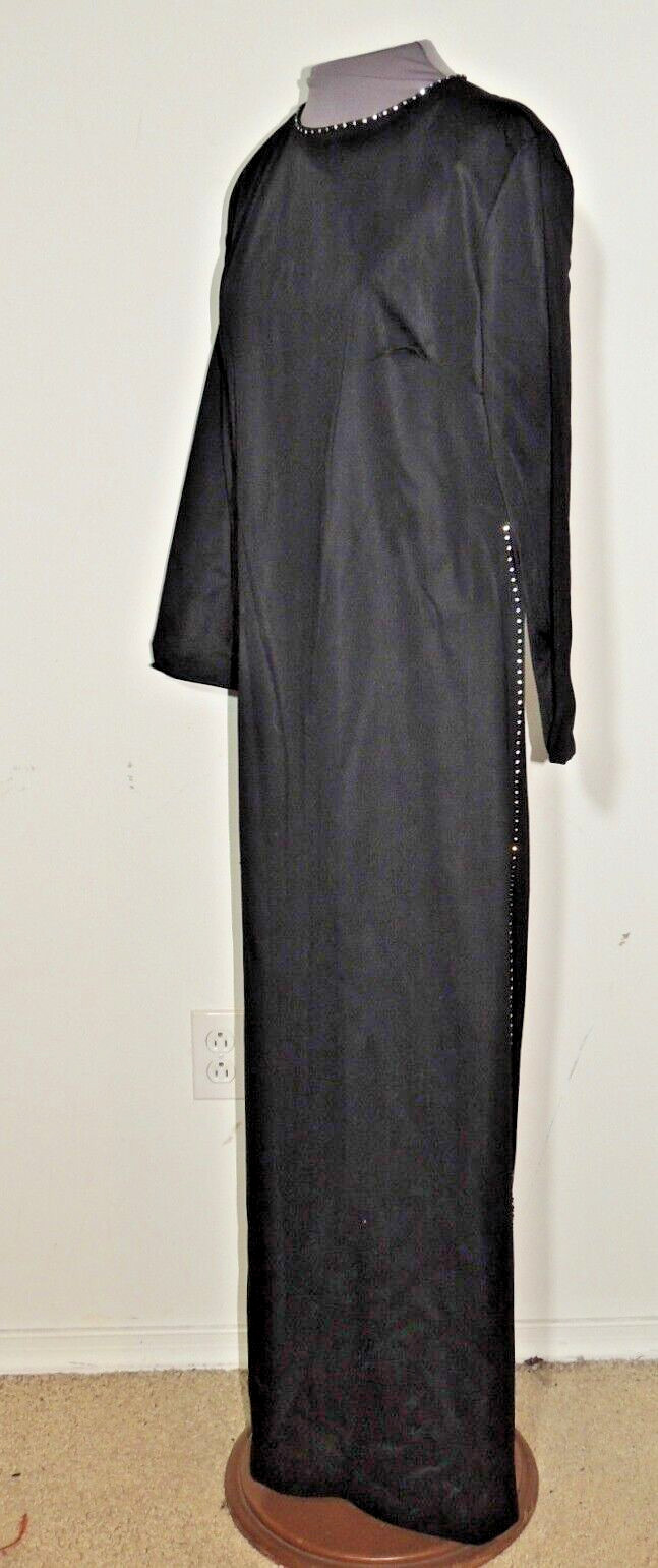 Sexy Black At Home Wear / Van Raalte Lounging Dress w Waist High Side Slit M