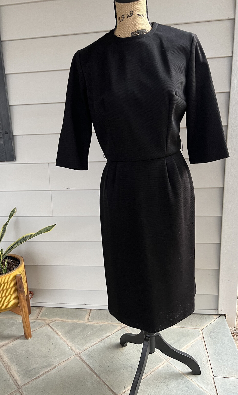 1960s Vintage Wiggle Pencil Dress Black Madmen Retro Rockabilly LBD Classic S M