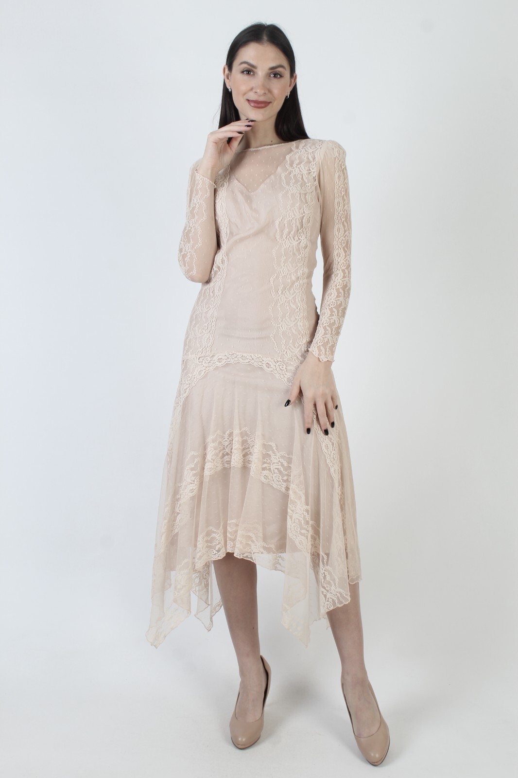 Vintage Susan Lanes Country Elegance Dress Victorian High Low Asymmetrical Gown