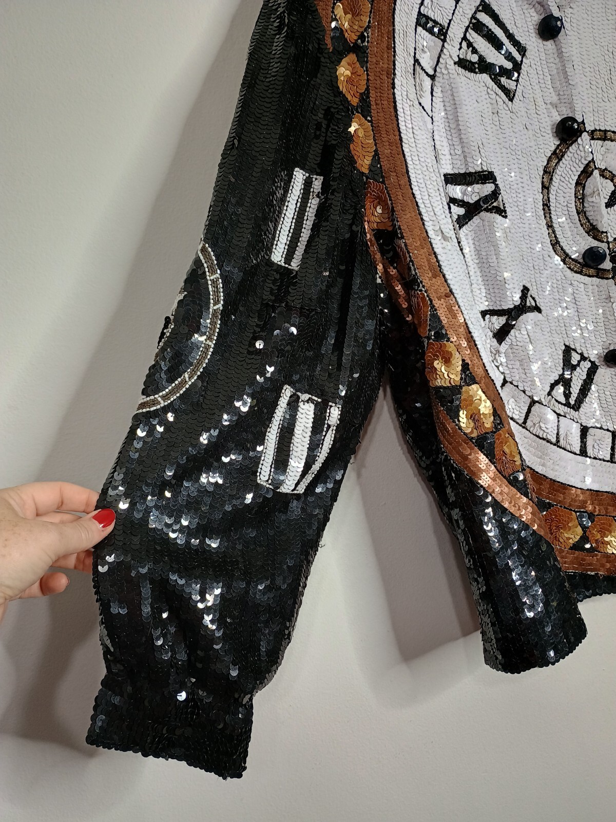 Vintage 90’s Modi Sequin Jacket Clock 100% Silk 1X