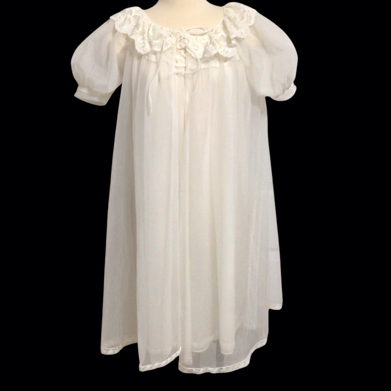 Vintage Lisette Babydoll Sheer Chiffon Peignoir Robe and Nightgown Set Size S