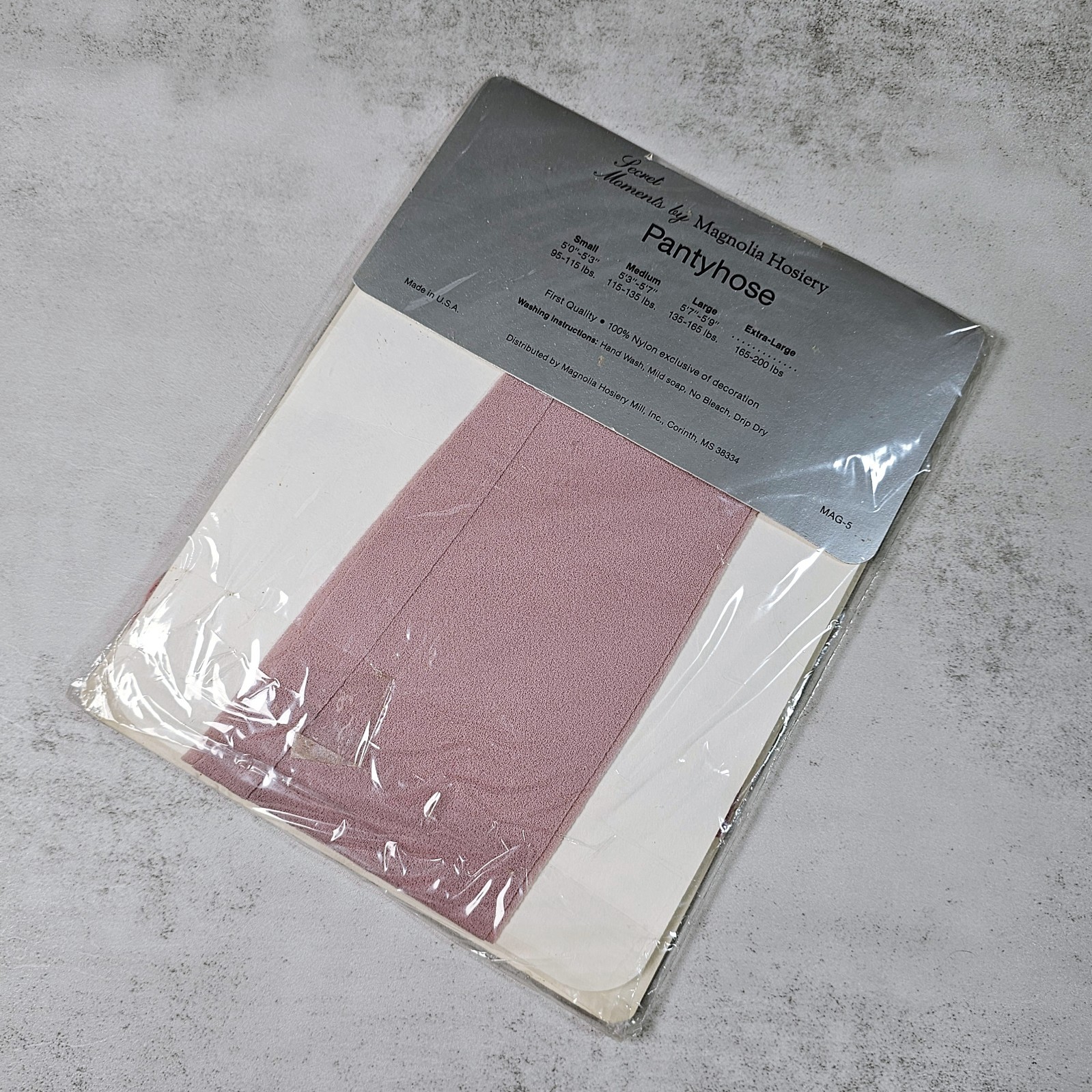 Vintage Secret Moments by Magnolia Hosiery Nylon Pantyhose, Rose, Queen Size