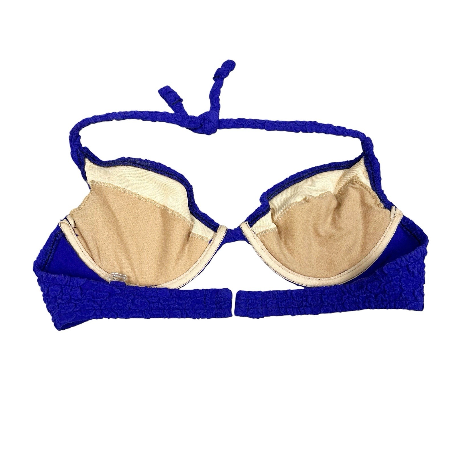 VINTAGE 90s Daffy Waterwear Blue Purple Bikini Swimsuit Top Women’s Size 9/10