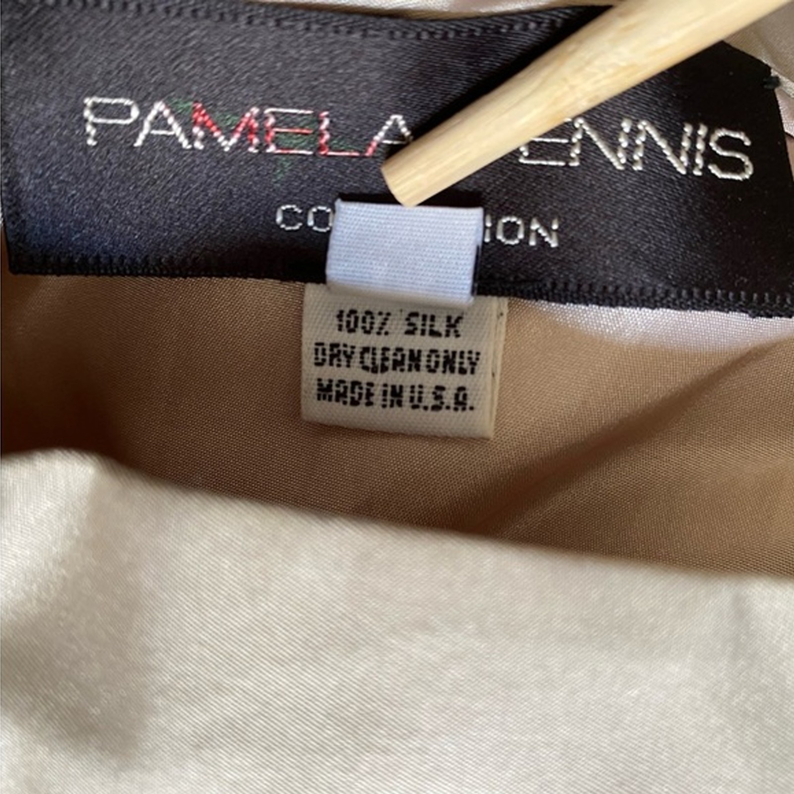 Vtg 80s Pamela Dennis Collection $990 Champagne Silk Maxi Skirt Pleated Sz 12
