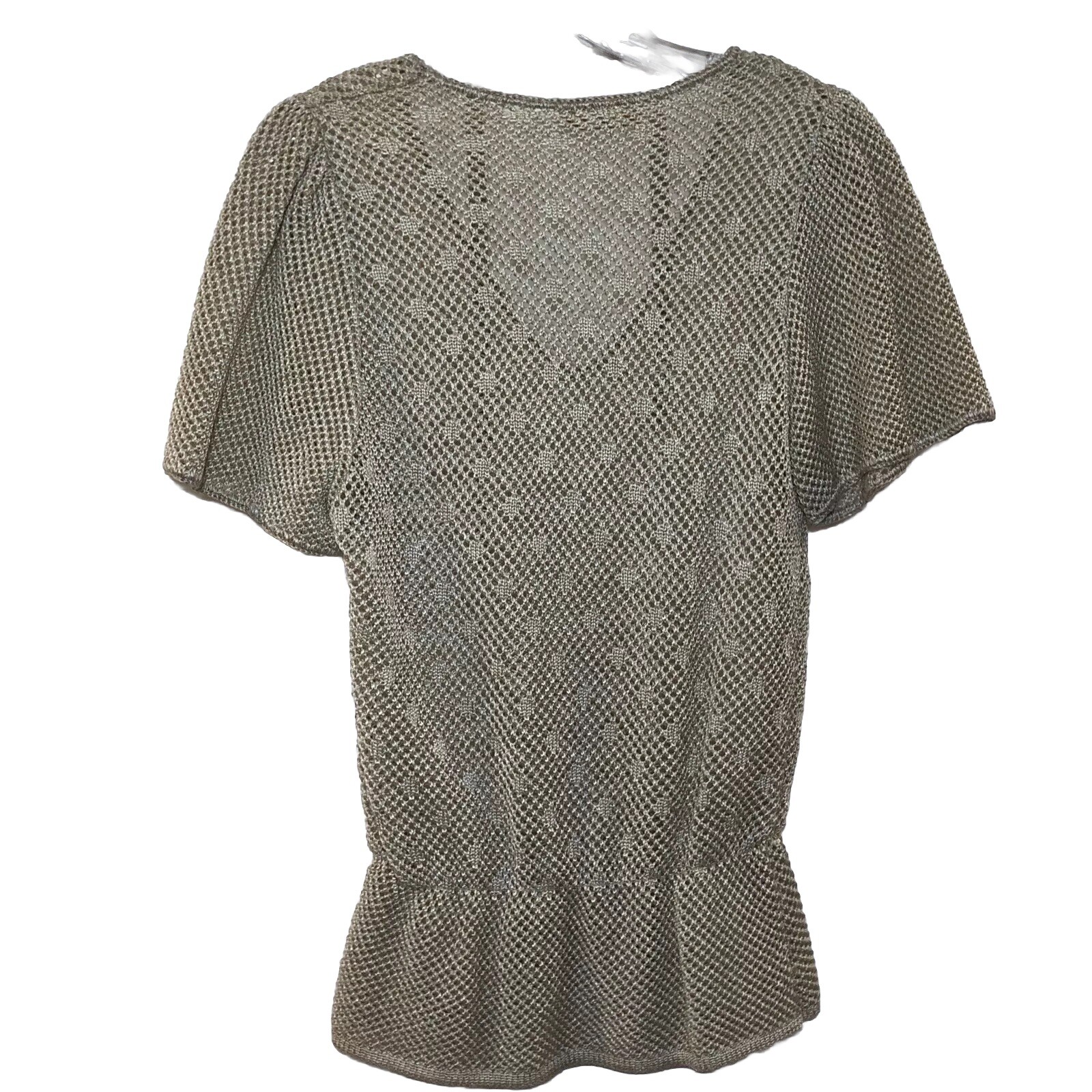 VTG Vivanti Medium Skirt Set Sheer Open Knit Sexy Secretary Peplum Stretch 80s