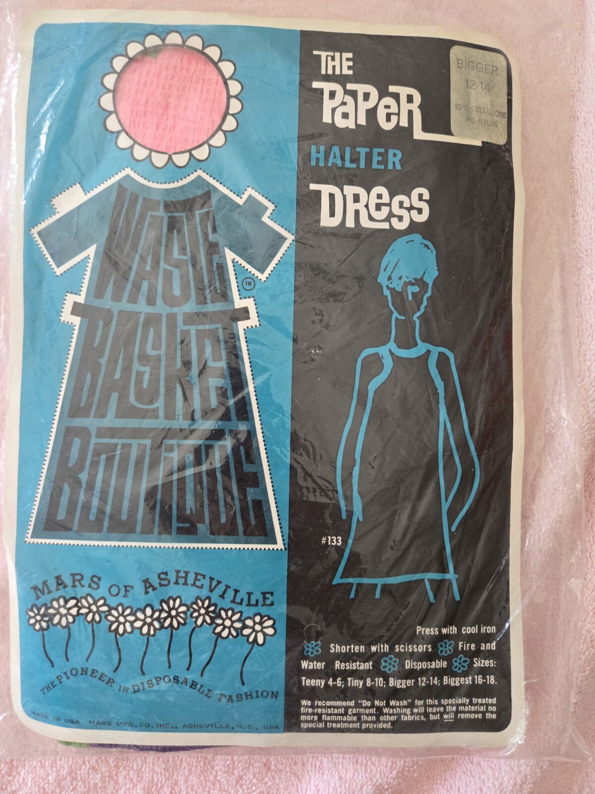Vintage 1960’s Paper Halter Dress Waste Basket Boutique By Mars Of Asheville NC
