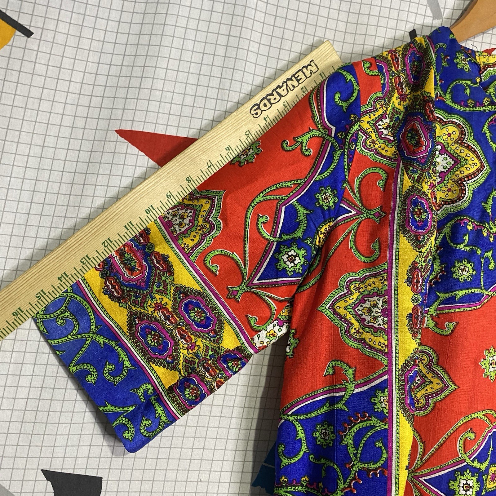 Vintage 60s Pyschedelic Kaftan Dress Small Wrap Hippie Boho Paisley Mod 70s