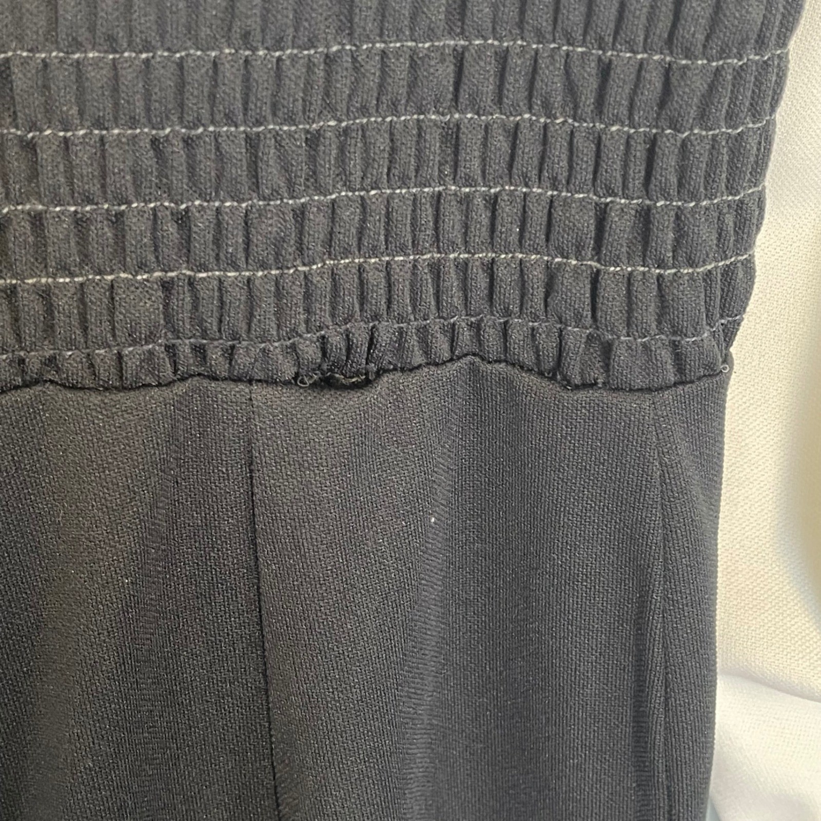 Vintage Fredericks of Hollywood Jumpsuit Black White Wide Leg Smocked 70s Tuxedo