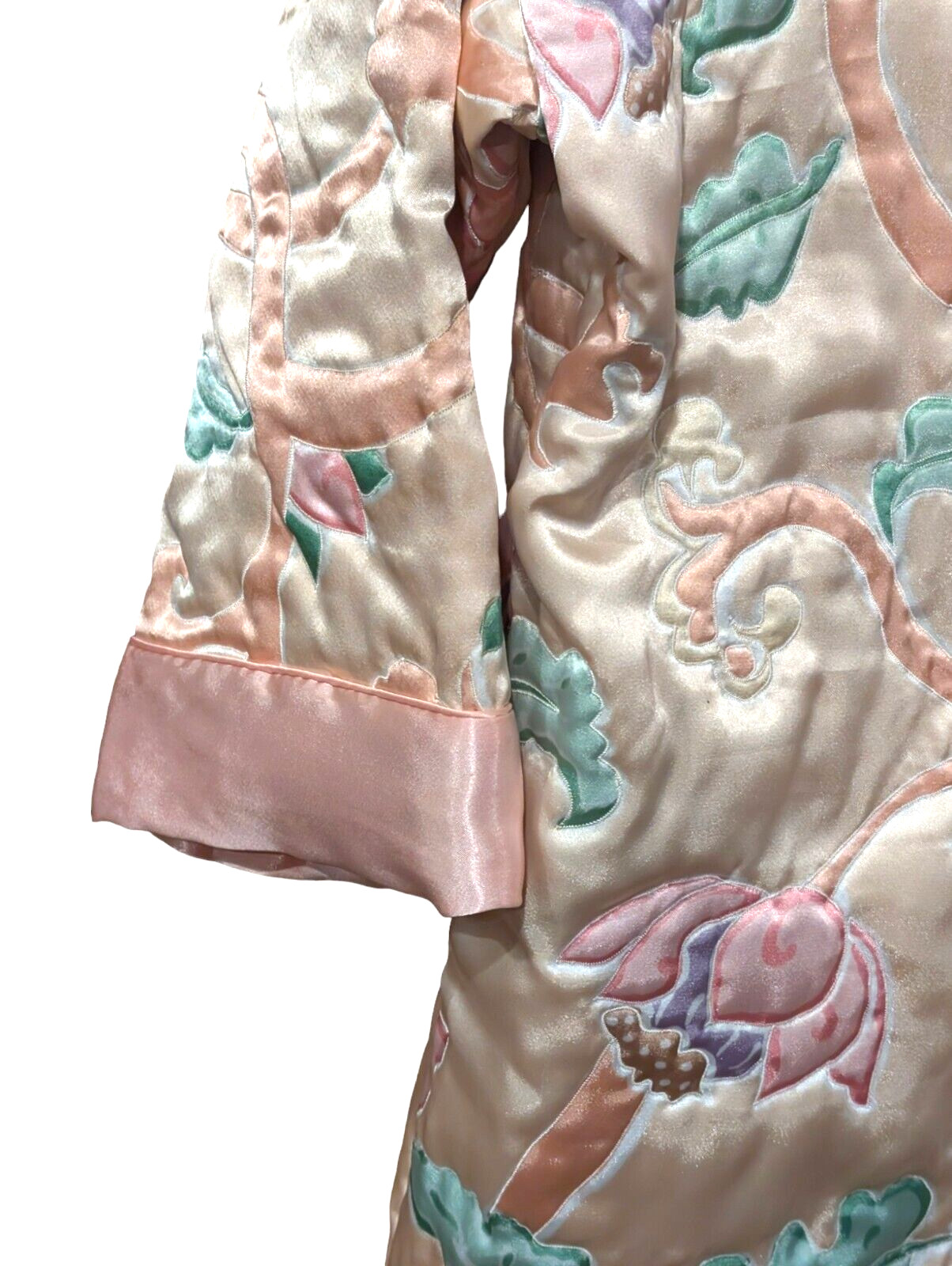 Vtg 80’s Victoria Secret Gold Label Satin Quilted Jacket Pastel Sz M/L