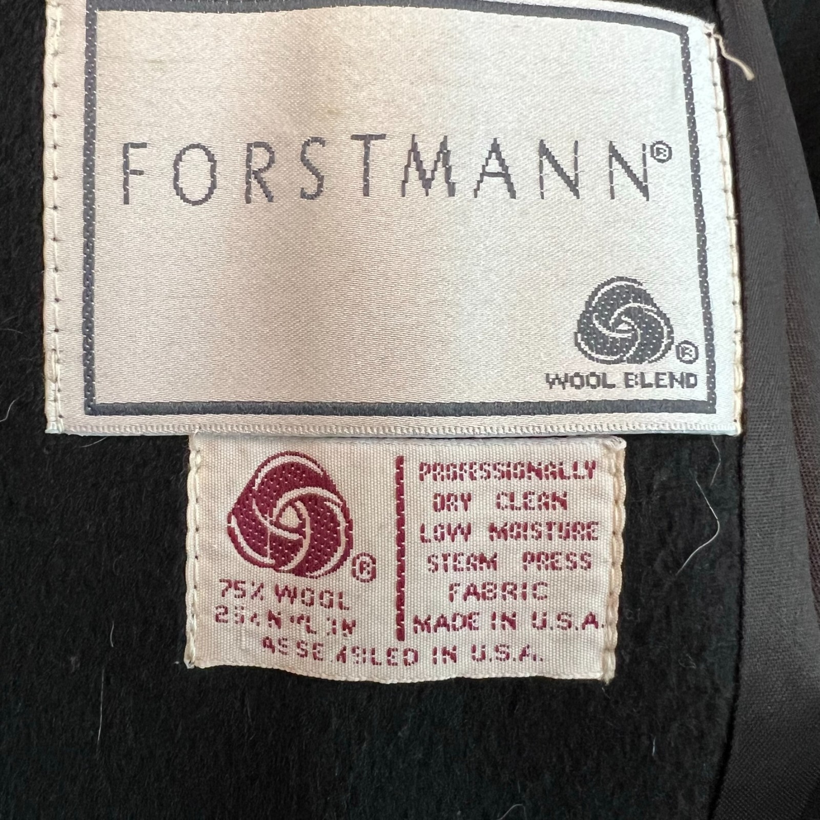 Forstmann Caplet Beaded Victorian Wool Jacket Womens Size XL Black Vintage