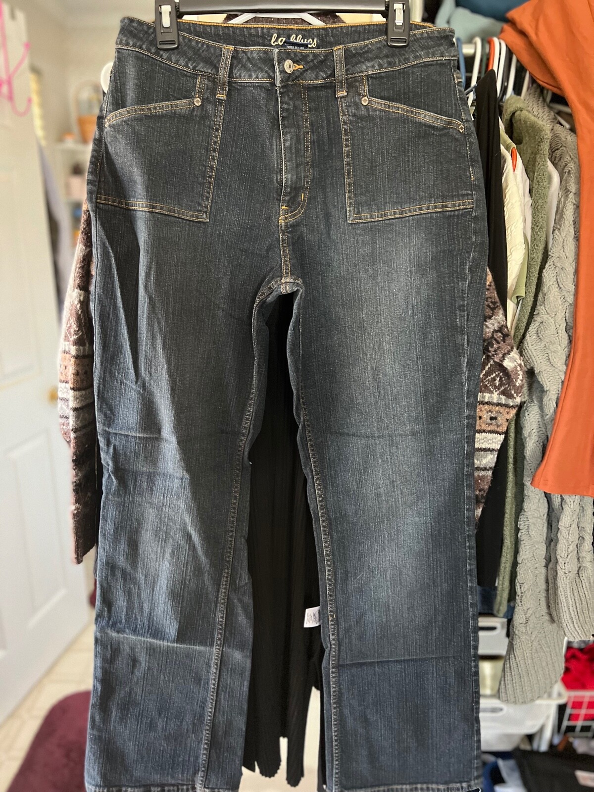 W2-LA BLUES vintage WOMENS DARK BLUE JEANS 14 TALL 155