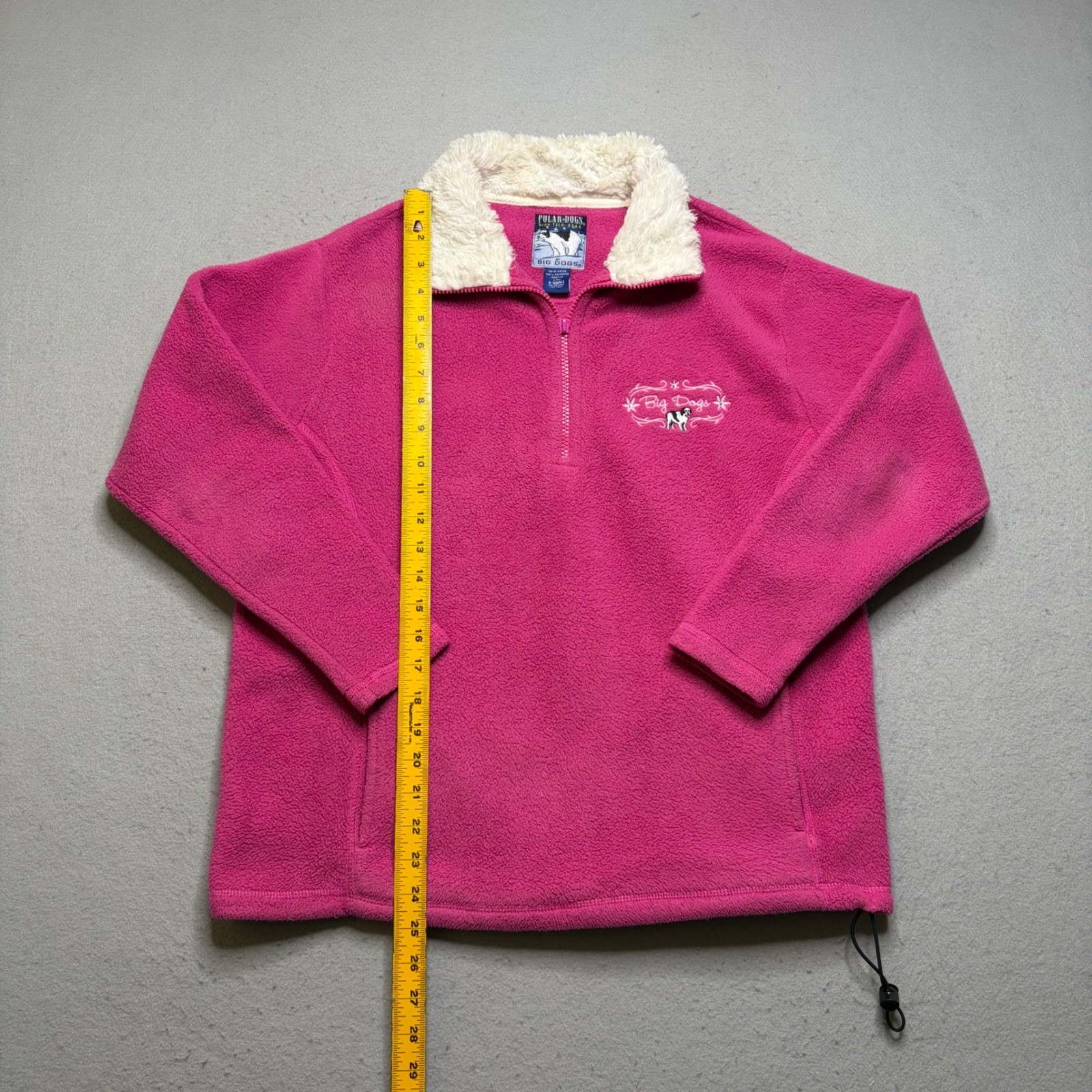 Big Dogs Fleece Pullover Women XS Polar Dogs Sherpa Collar Quarter Zip Vintage