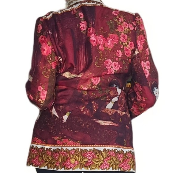 Vintage Gianni Versace for Genny 100% Silk Red Baroque Blazer Jacket