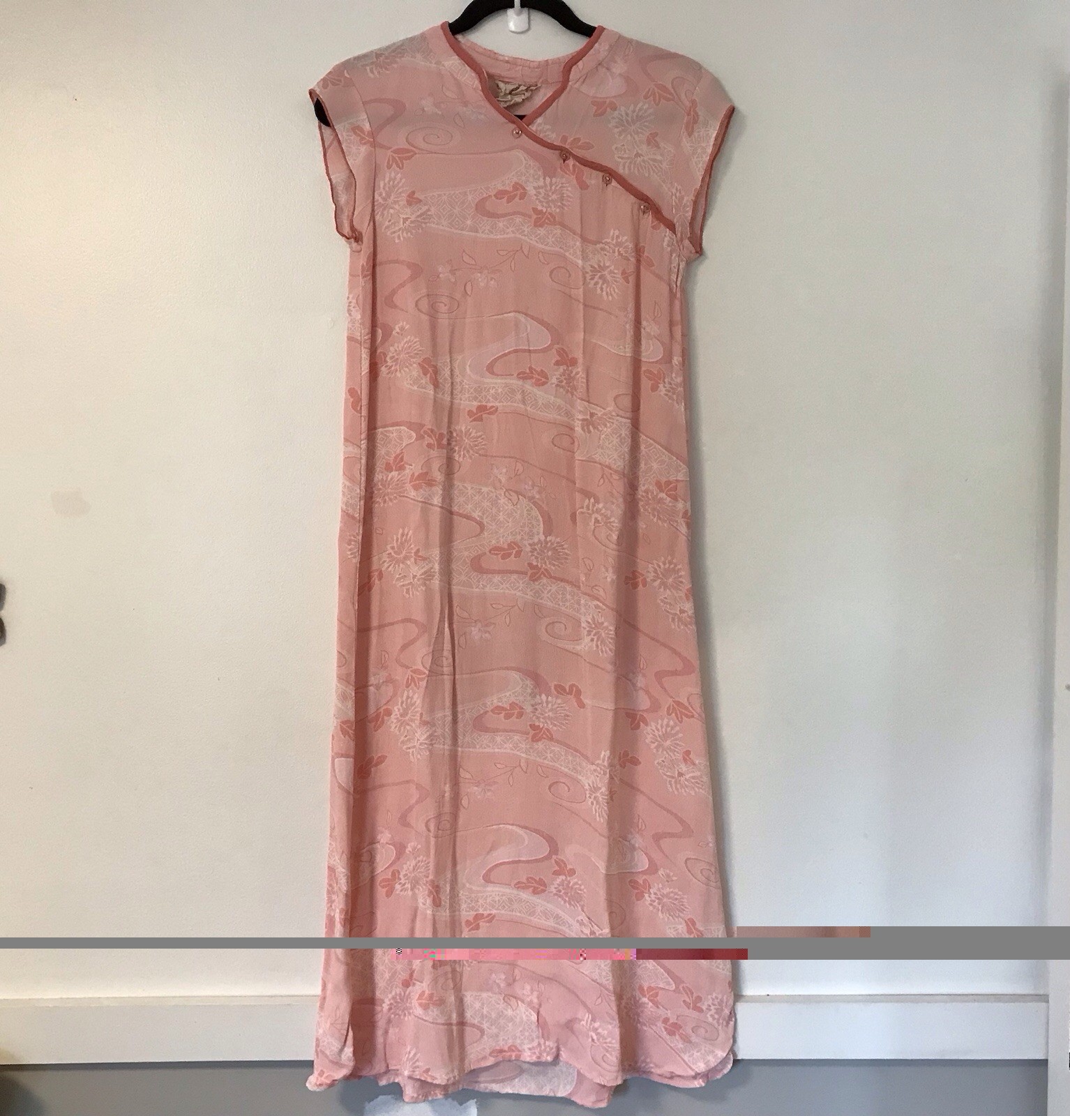 April Cornell Vintage Asian Inspired Pink Dress Size S 90s Garden Party Romantic