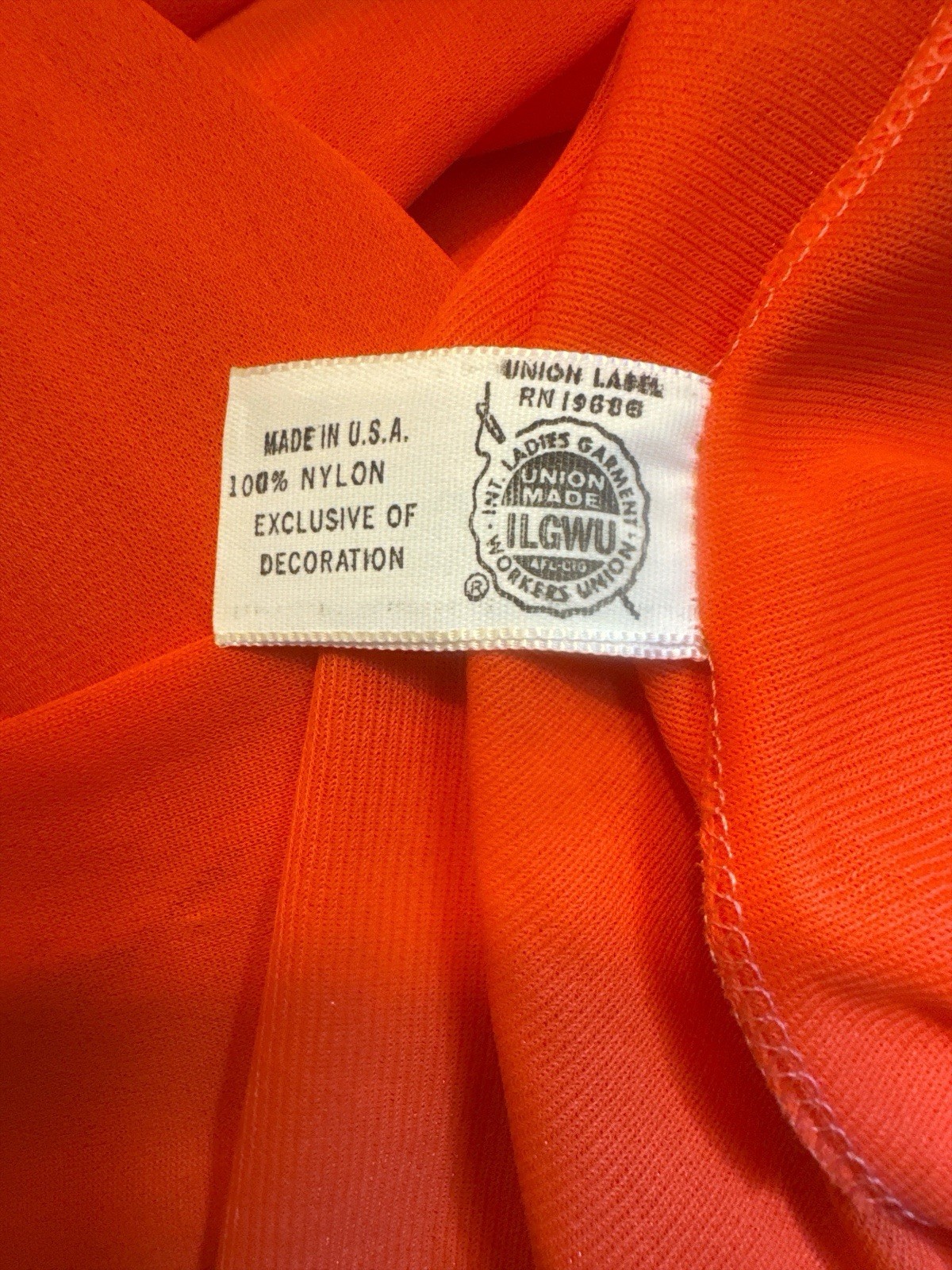 Vtg 1960s Blanche Erika McGowan Coral Mandarin Collar Frog Closure Nylon Gown