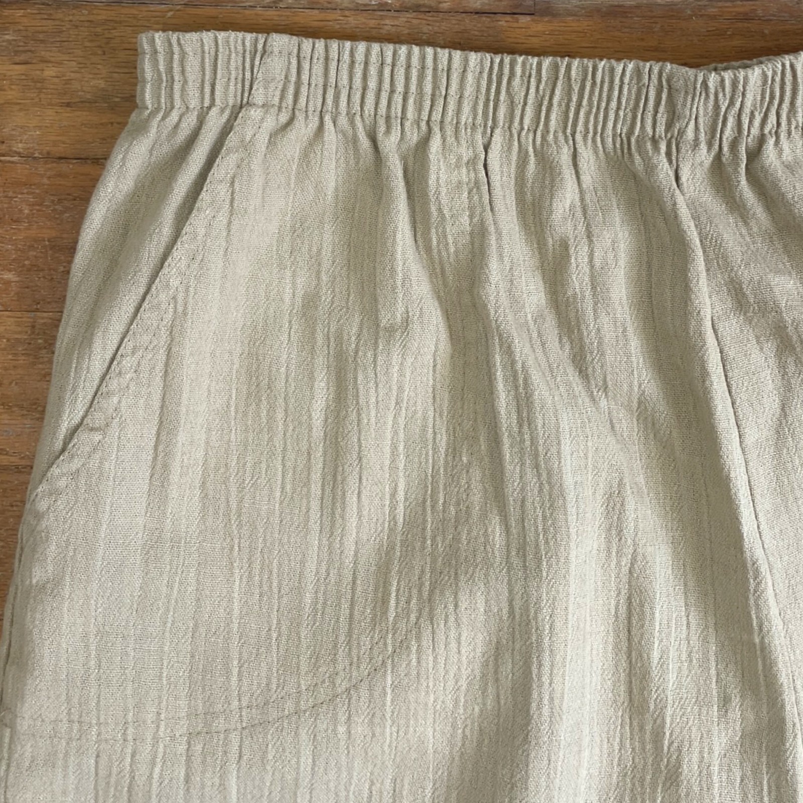 Vintage Wide Leg Shorts Size XL 33-36″ Waist 80s Beige Cotton Blend High Waist