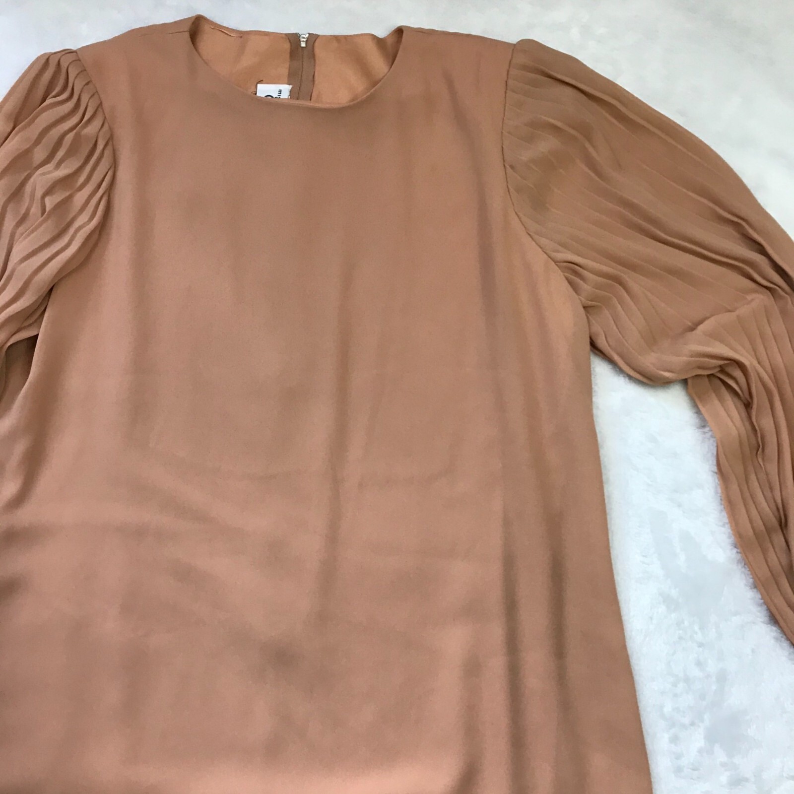 Miss Elliette Pleated Sleeve Shift Dress Vintage 1980’s Midi Chiffon Size 16