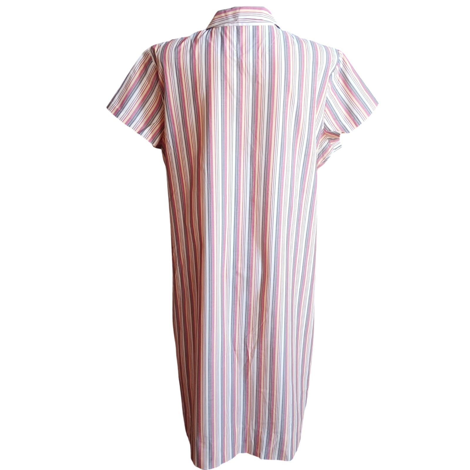 True Vintage House Dress Large Handmade 1970’s 18 Striped Chore Pockets USA