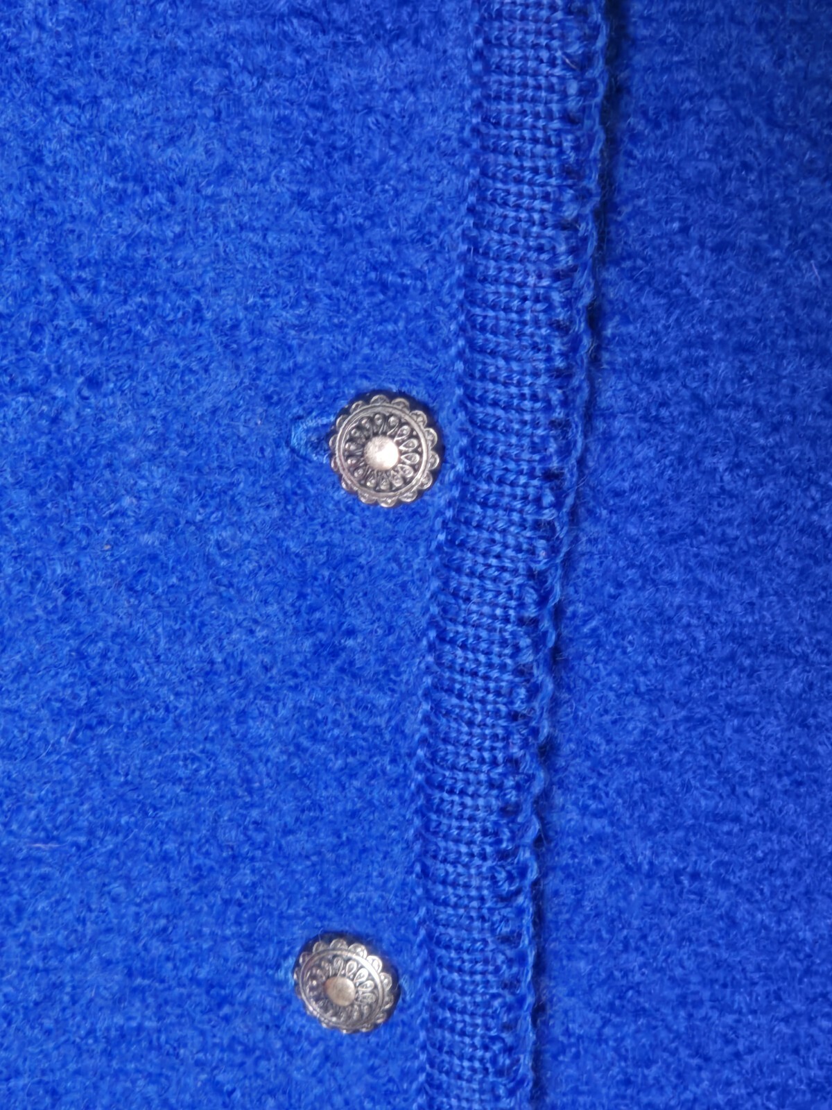 Vintage 70s 80s Gorgeous Carroll Reed Blue Boiled Wool Cardigan Size 8 Hong Kong